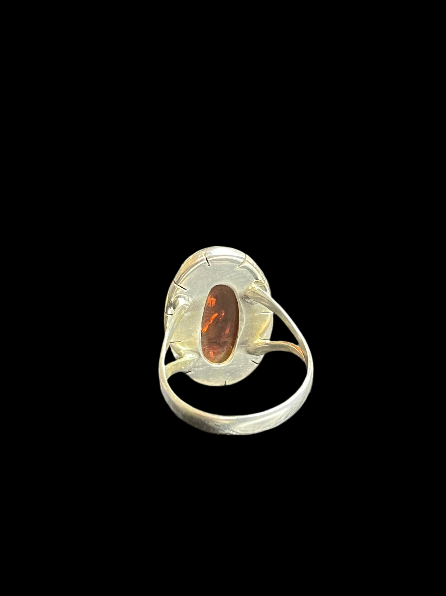 Amber Sterling Silver Ring - size 8