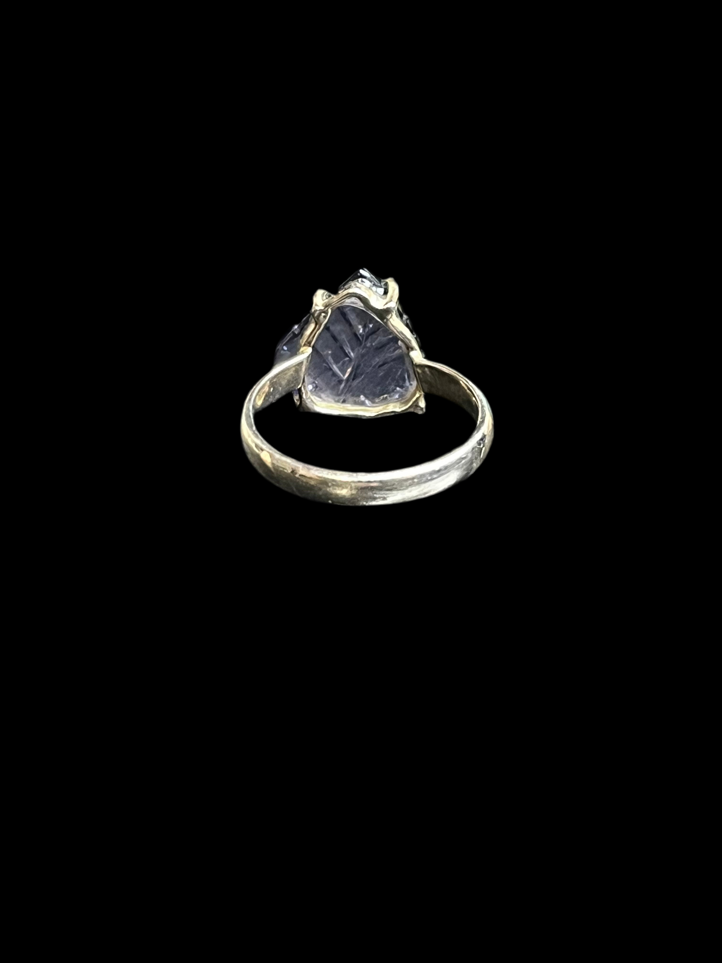 Carved Iolite Sterling Silver Ring - Size 9.5