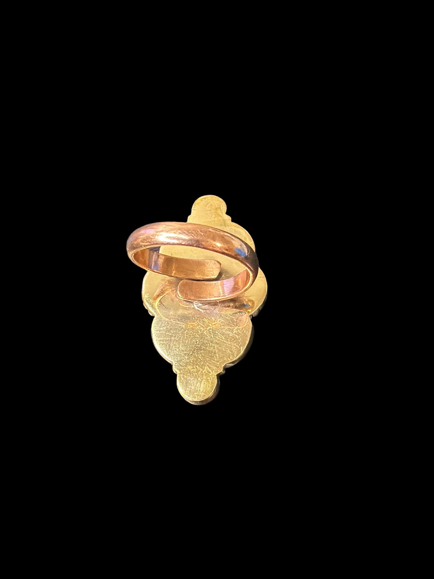 Copper & Black Onyx With Enamel Striped Ring - Adjustable