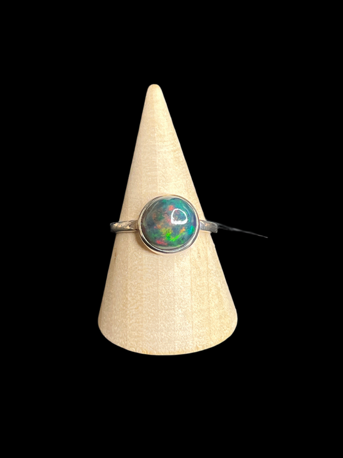 Black Ethiopian Fire Opal Sterling Silver Rings - Adjustable