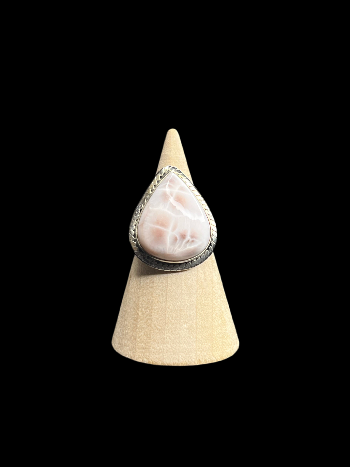 Natrolite / Pink Larimar Sterling Silver Rings