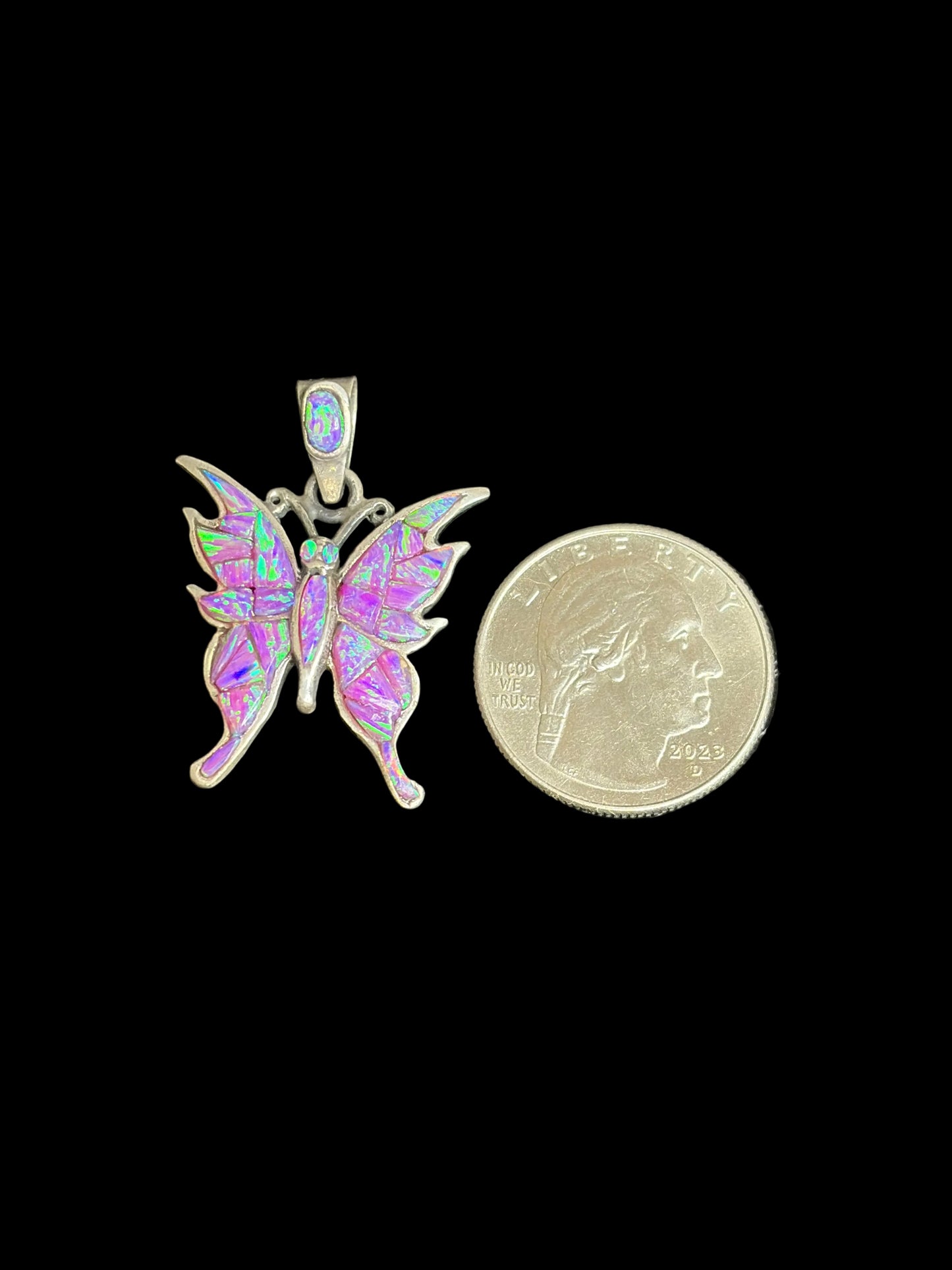 Purple Lab Opal Butterfly Pendant