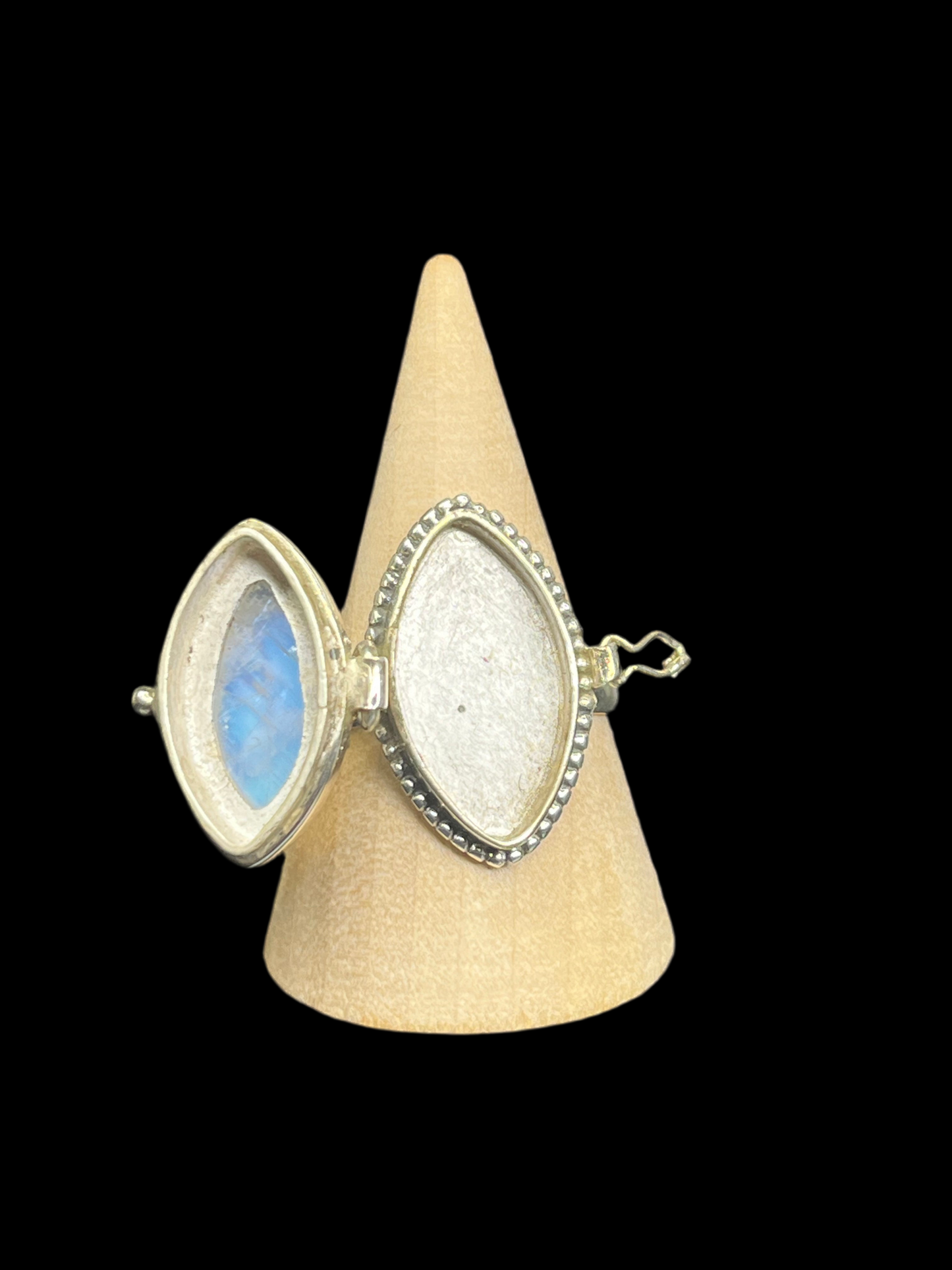 Rainbow Moonstone Poison Ring - size 12