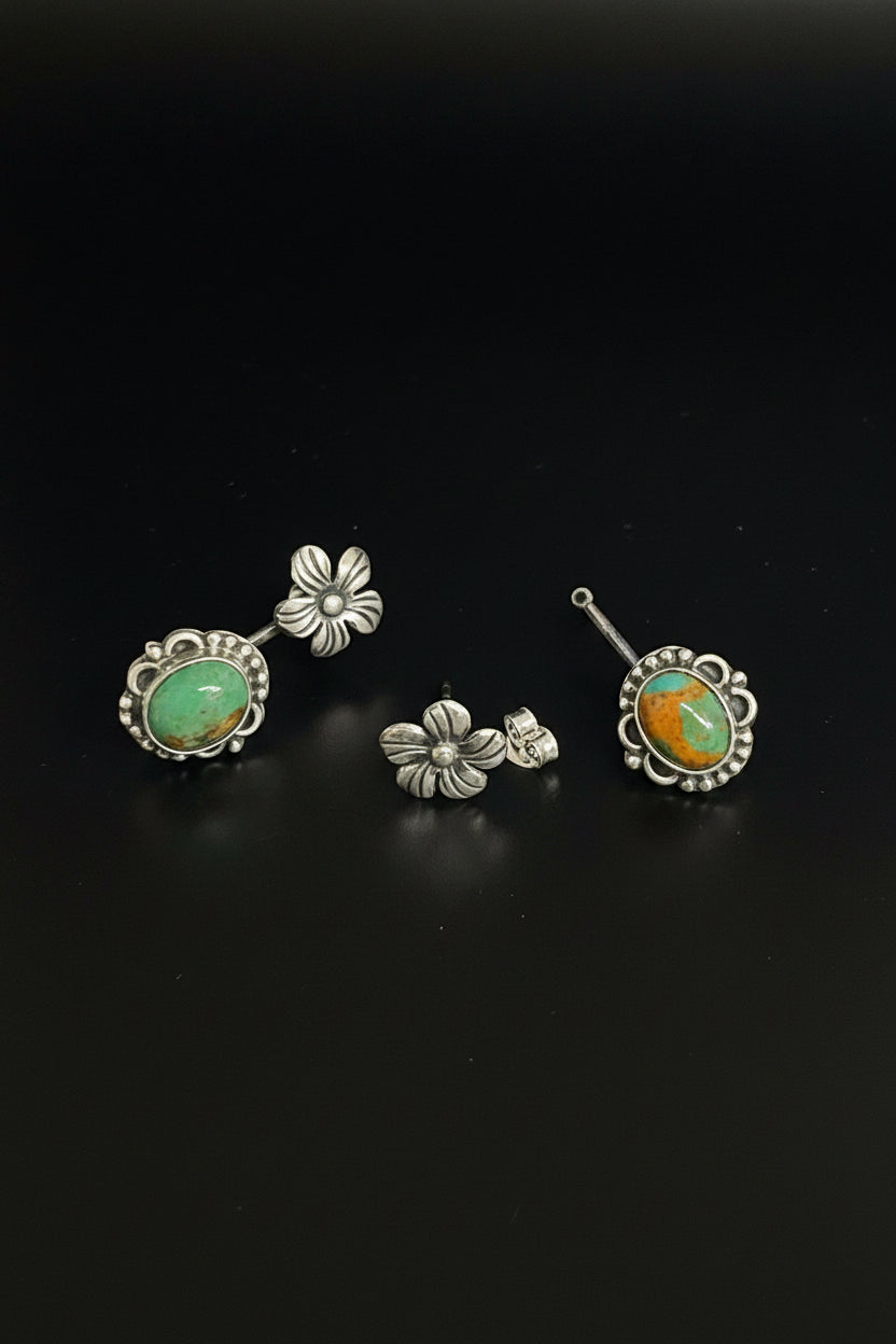 Handcrafted Kingman Turquoise Jacket Earrings