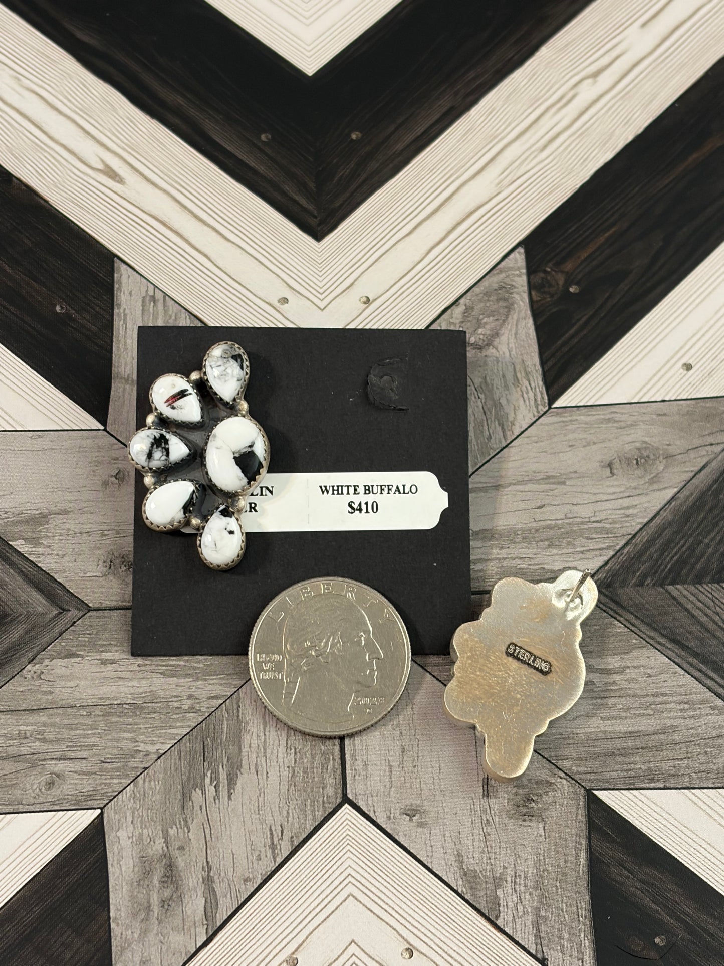 White Buffalo Cluster Earrings
