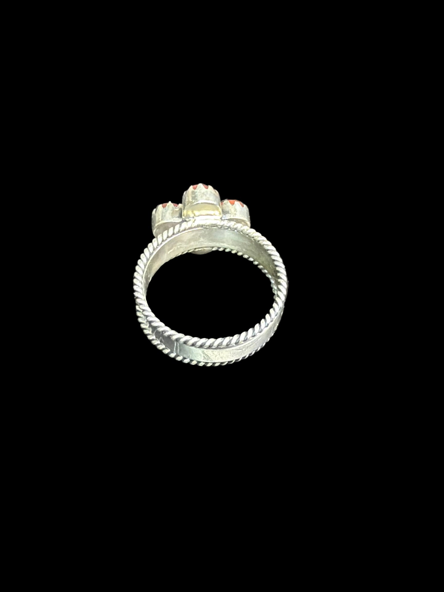 Handcrafted Italian Coral Removable Band Ring - size 7.5