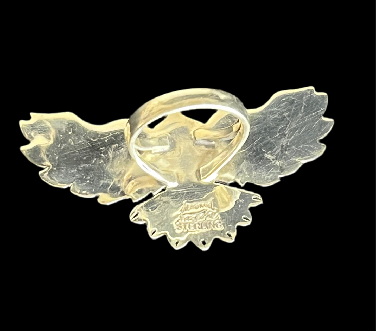 Kingman Turquoise Sterling Silver Eagle Ring - size 7