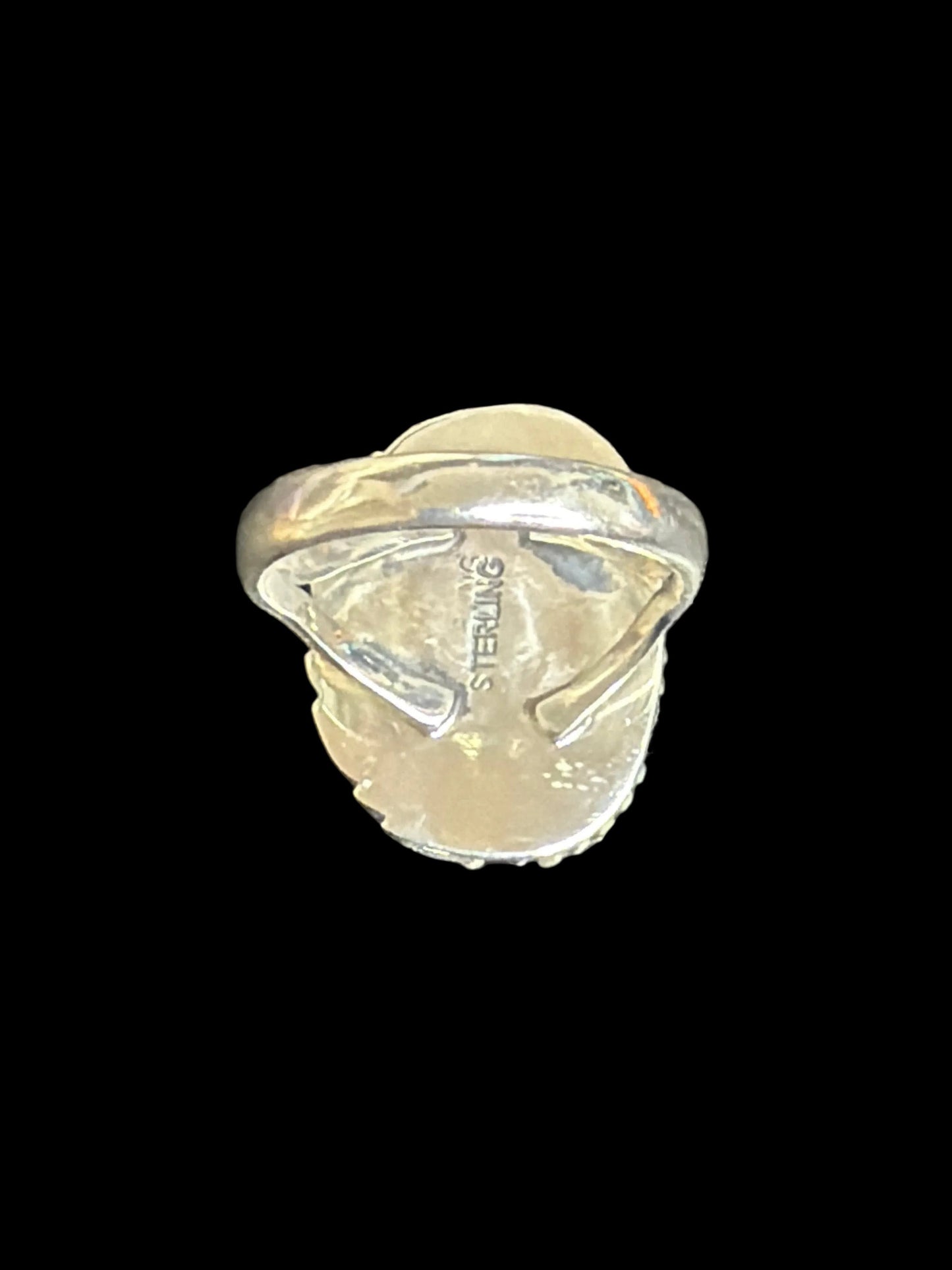 Handcrafted Kingman Turquoise With Quartz Inclusions Ring - size 10
