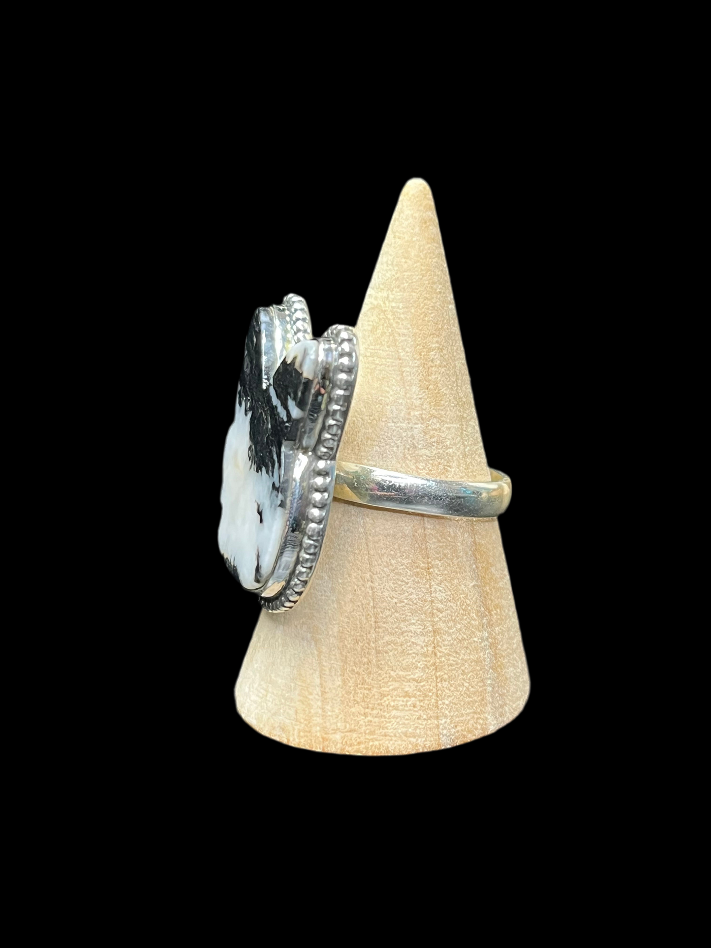 Zebra Jasper Sterling Silver Ring - size 9