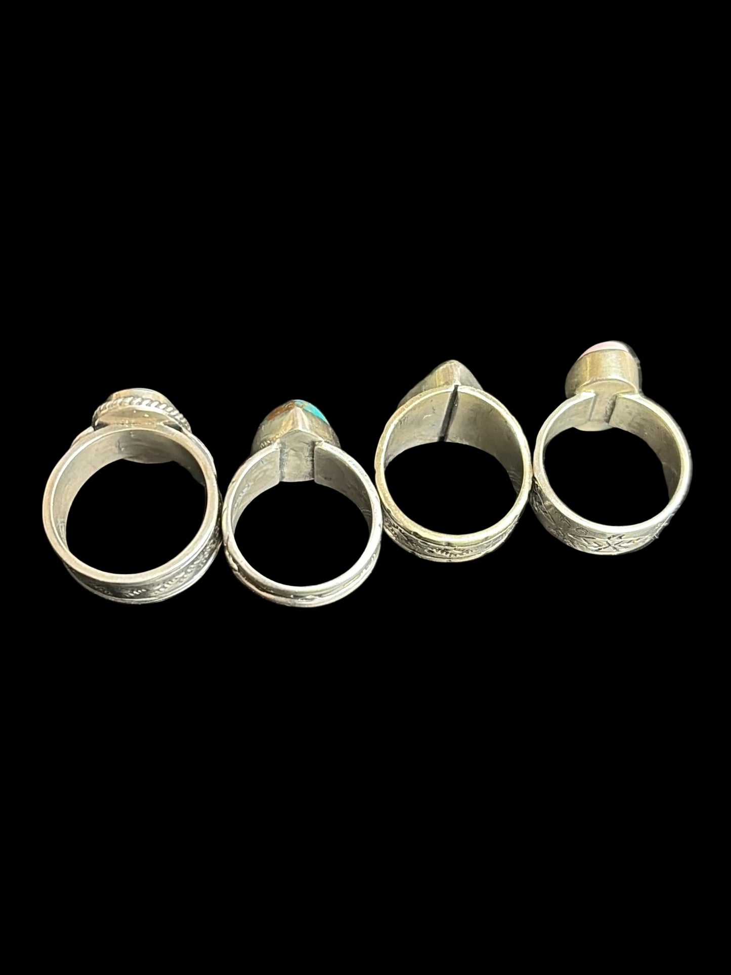 Handcrafted Thick Band & Genuine Stone Rings