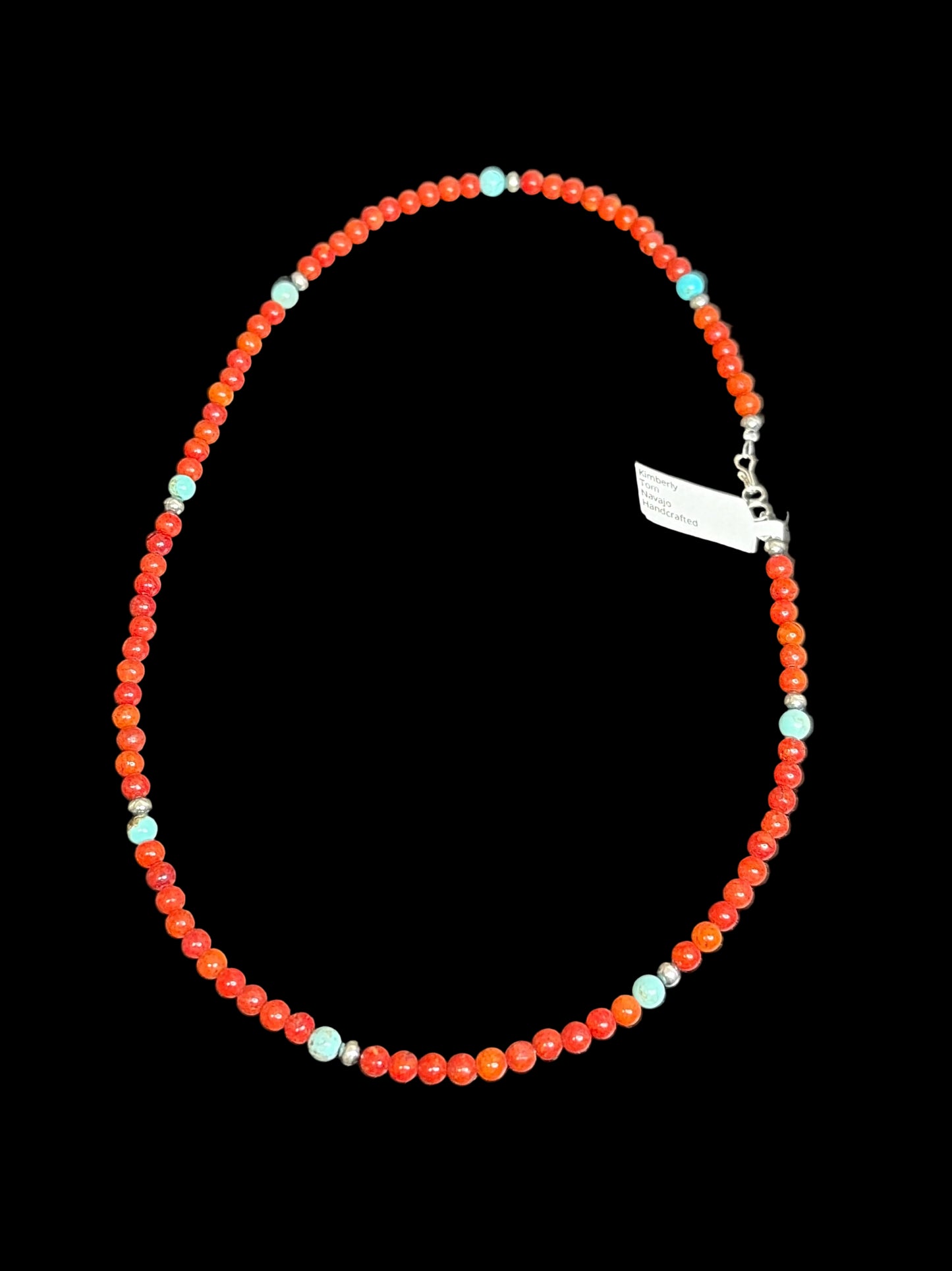 Navajo - Kimberly Tom - Apple Coral & Turquoise Necklace