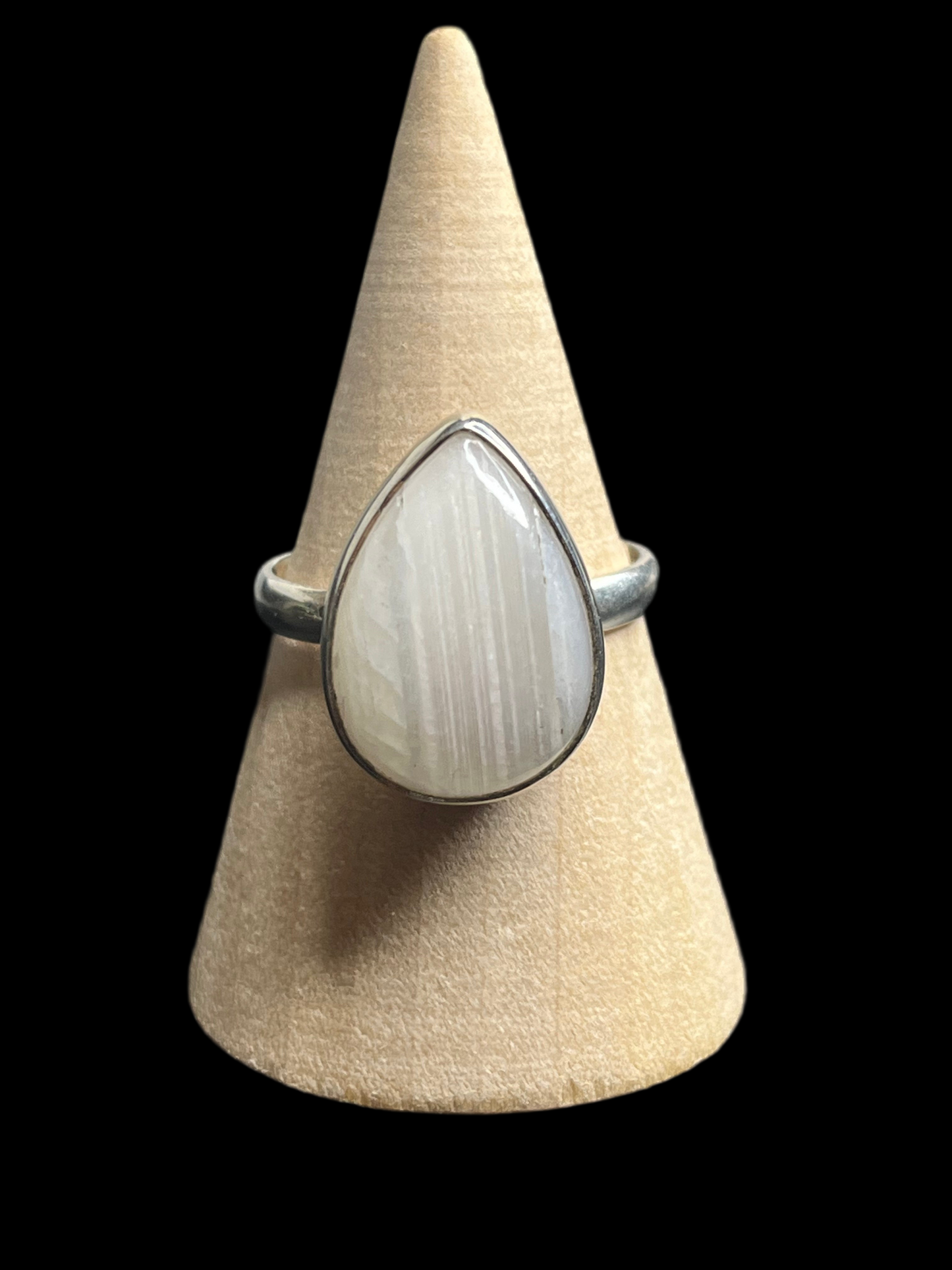 Rainbow Moonstone Sterling Silver Ring - size 9