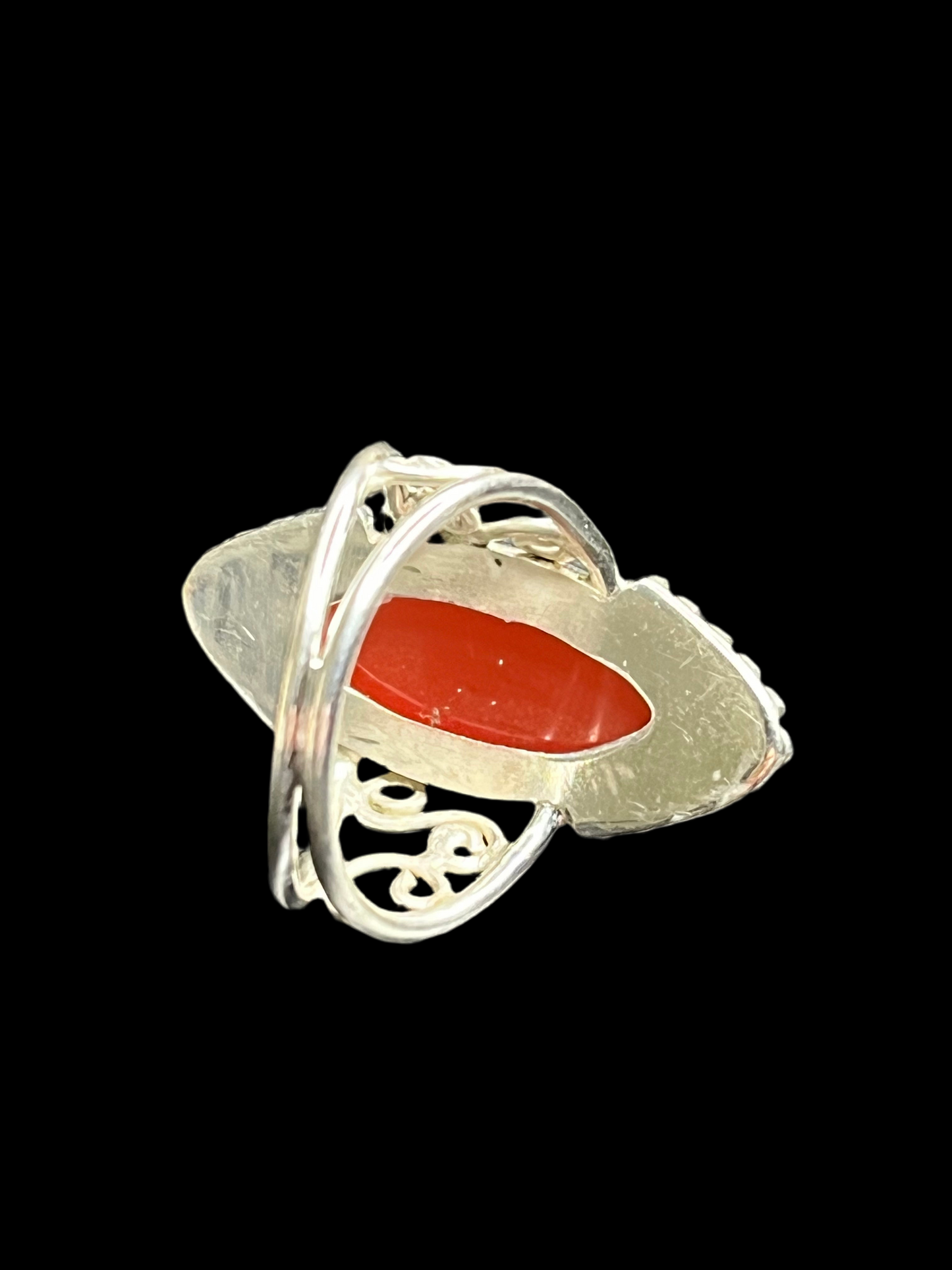 Genuine Carnelian Sterling Silver Ring - size 8