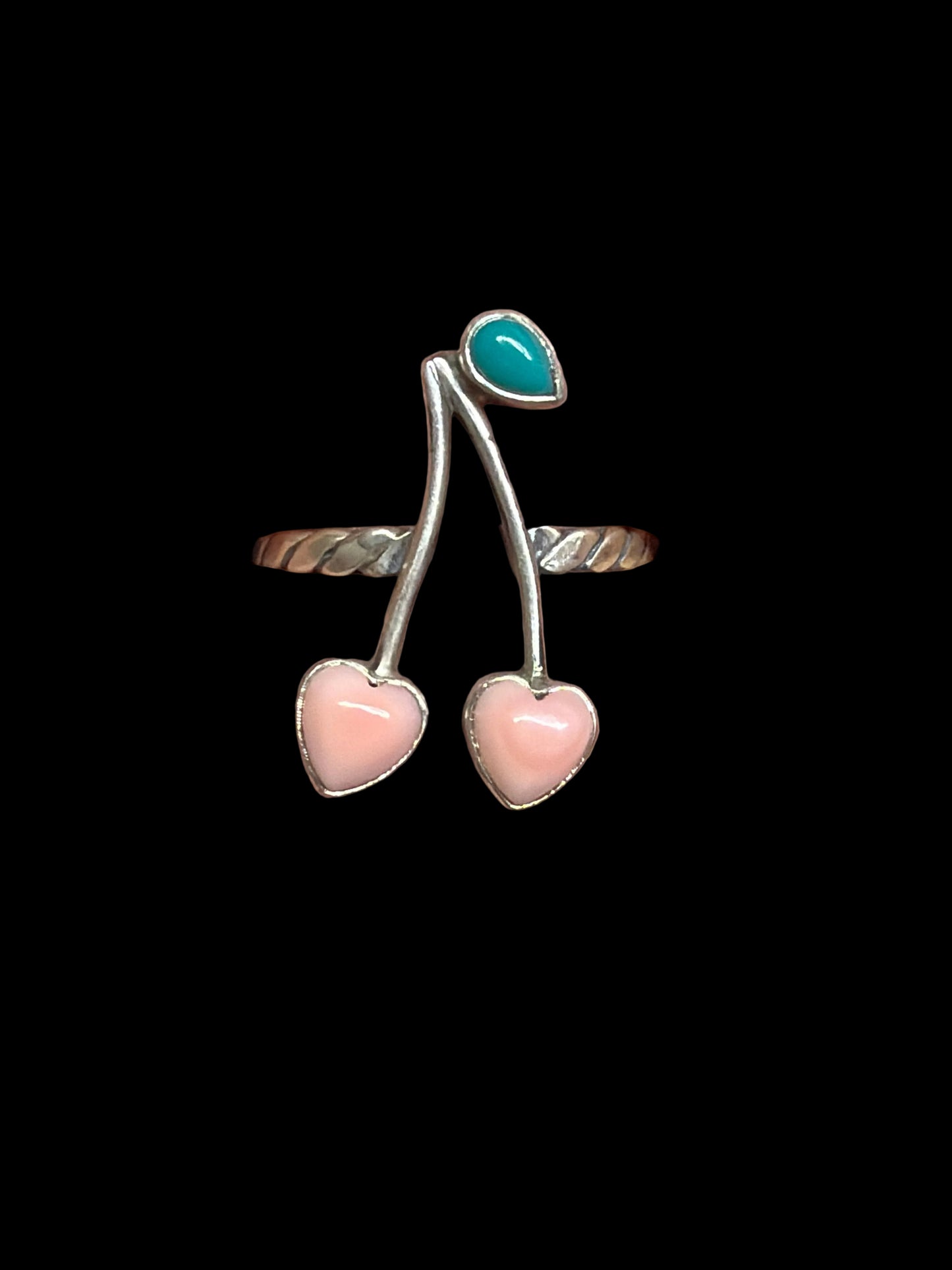 Handcrafted Pink Conch Cherry Rings