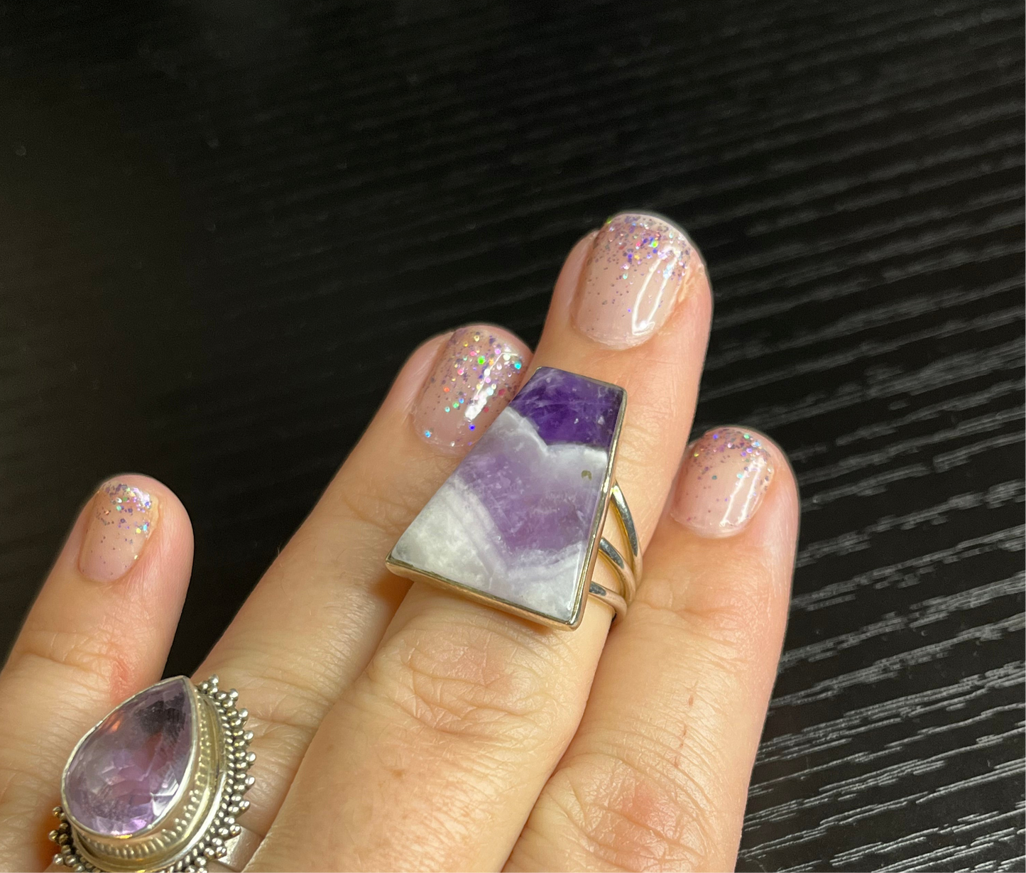 Chevron Amethyst Ring Size 7