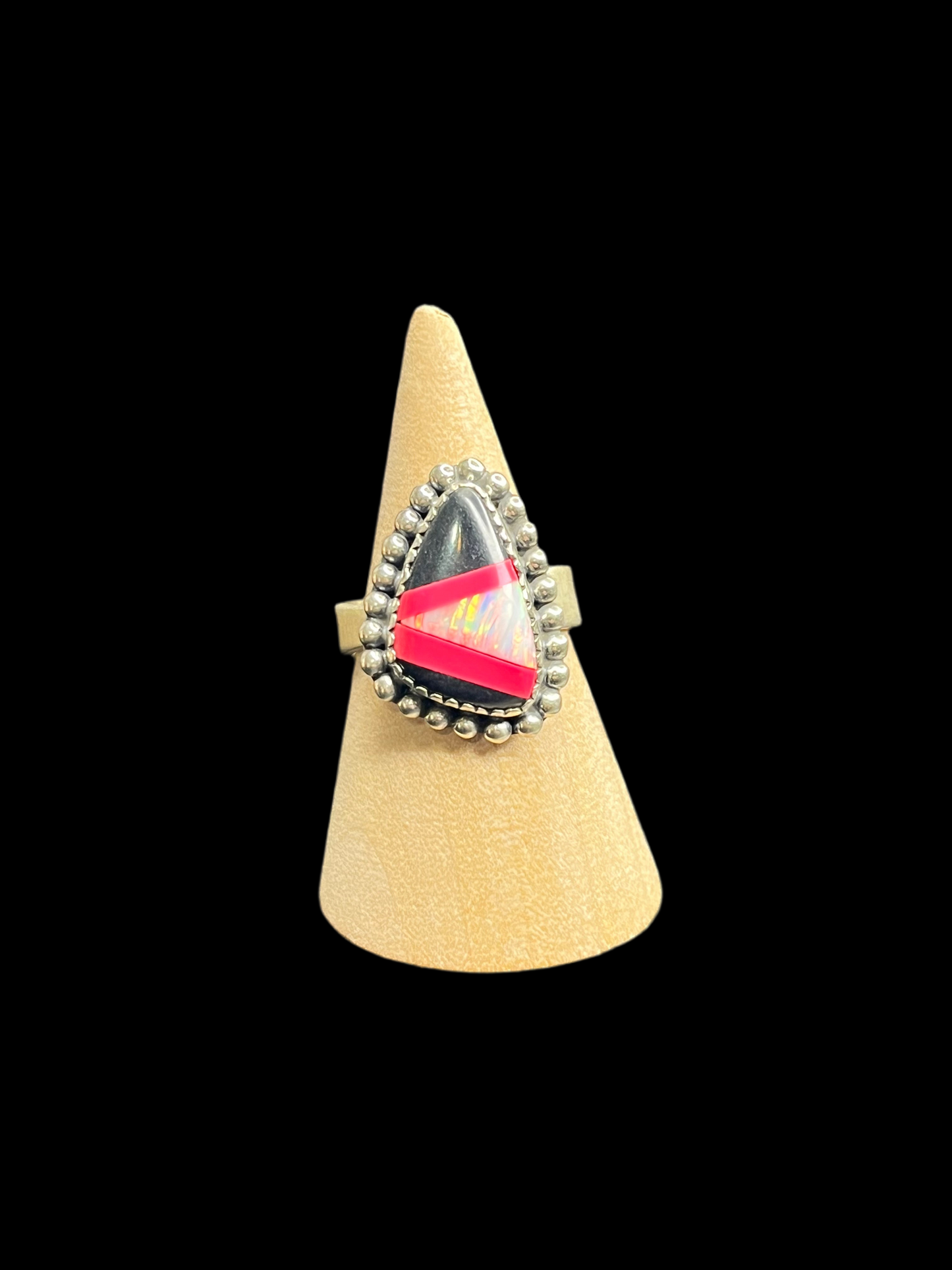 Aurora Opal Inlay Rings - Adjustable