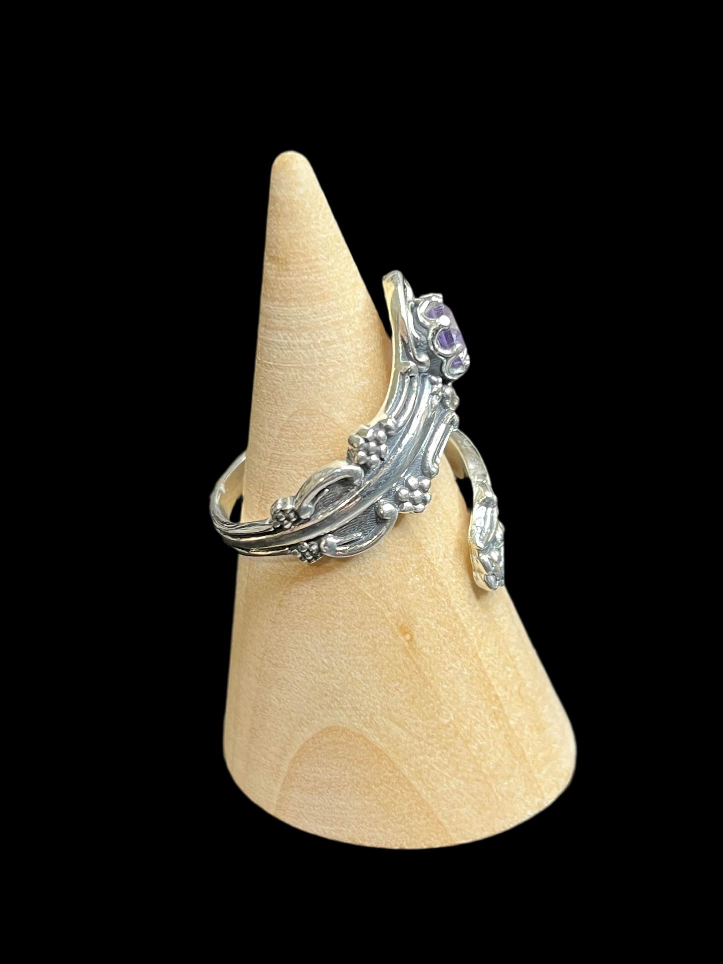 Amethyst Sterling Silver Wrap Ring - Adjustable