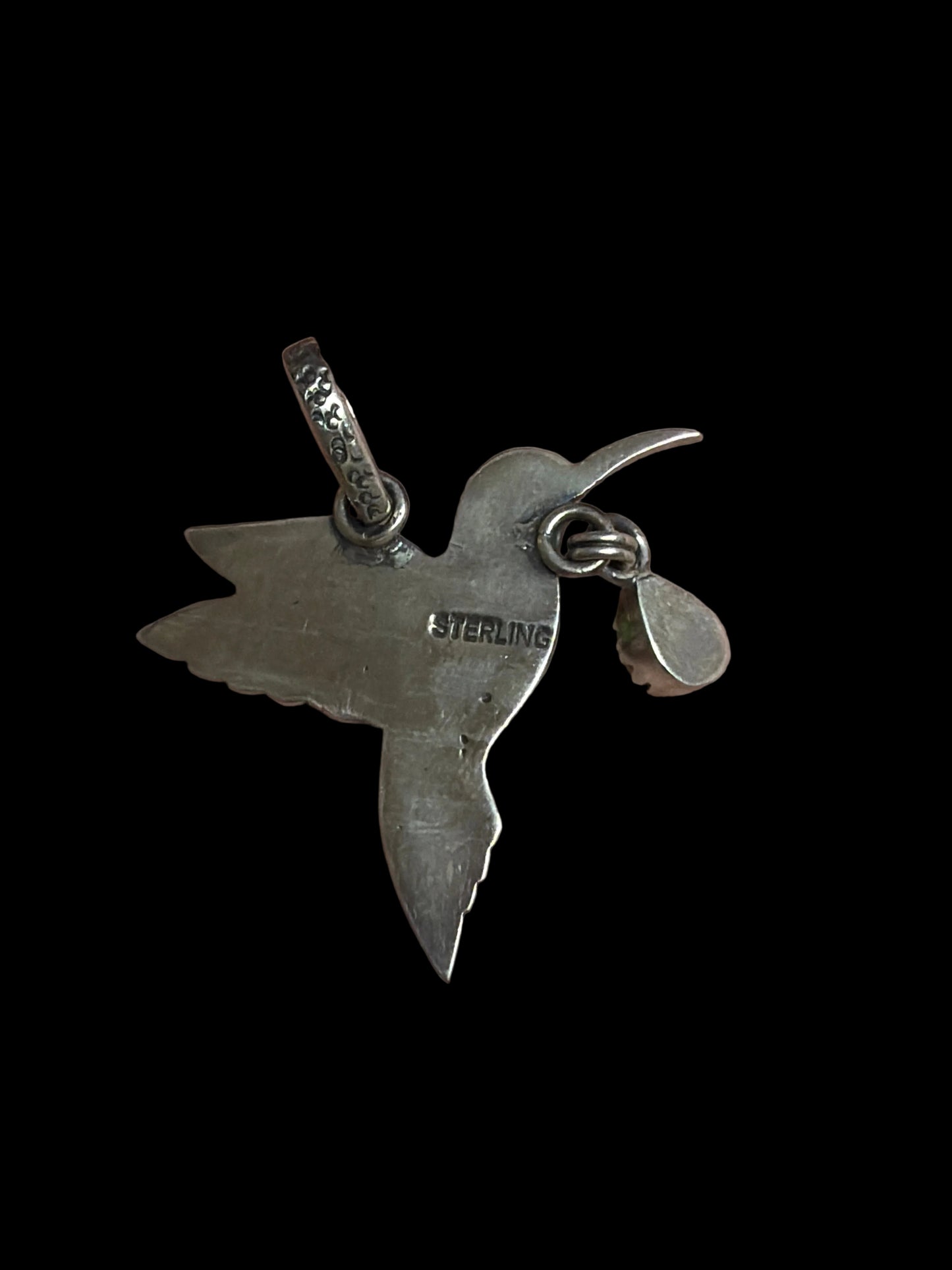Handcrafted Green Mohave Turquoise Hummingbird Pendant