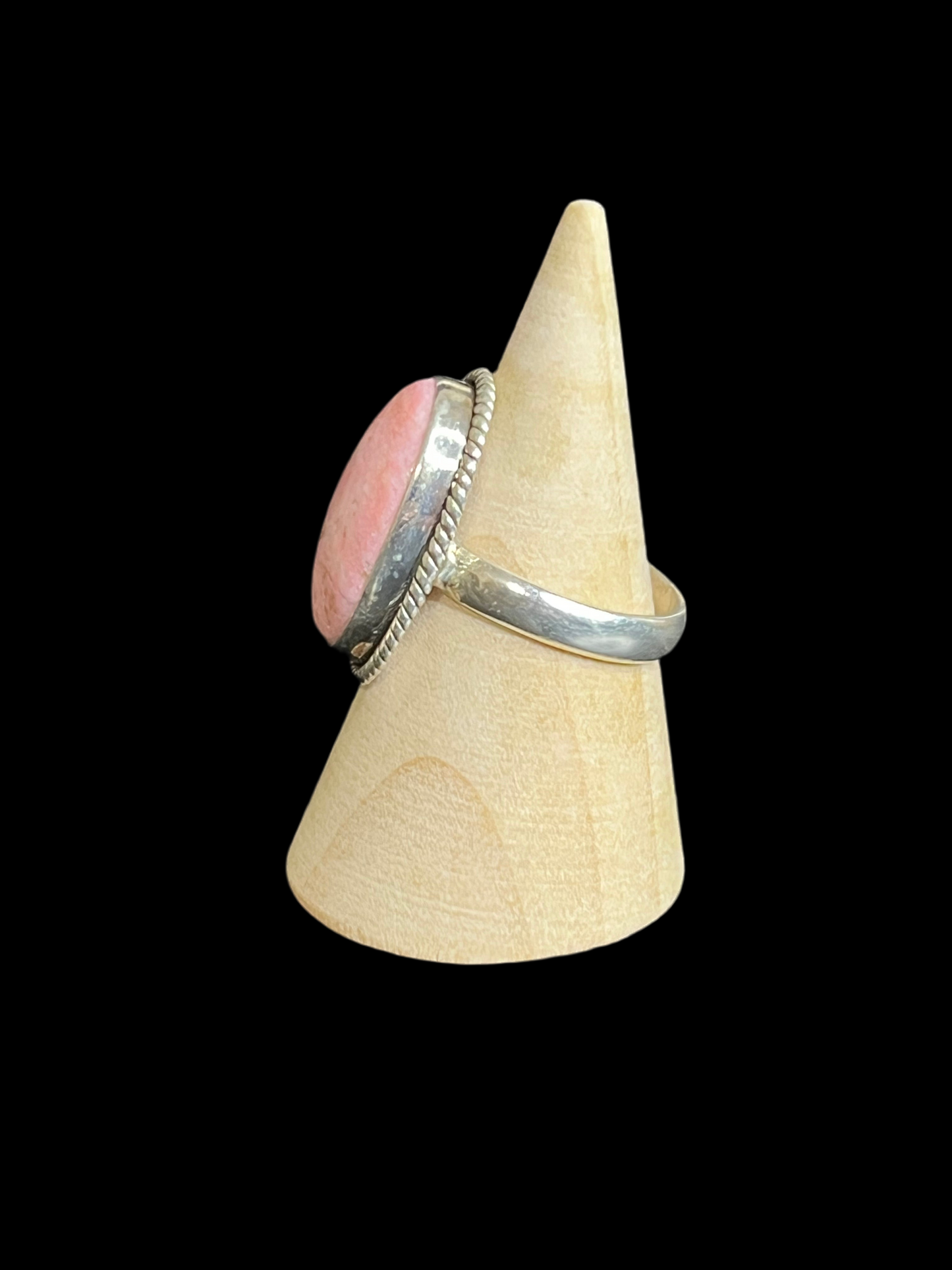 Pink Rhodonite Sterling Silver Ring - size 8.5