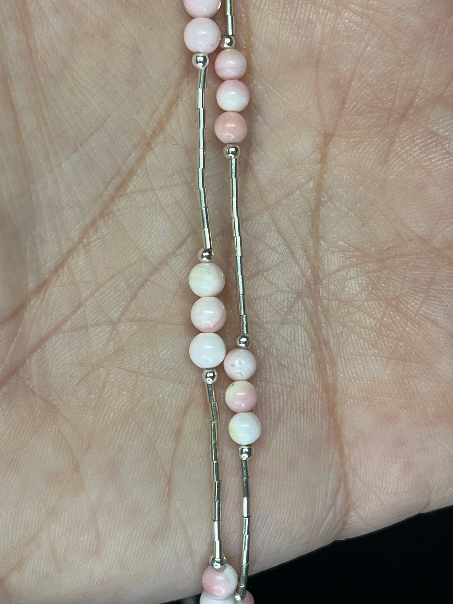 Pink Queen Conch Liquid Silver Necklace