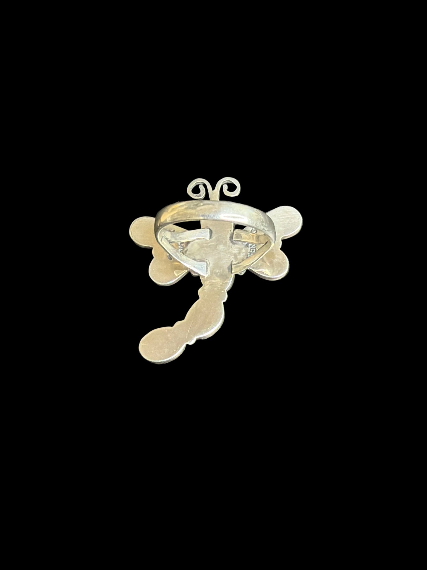 Handcrafted Orange Spiny Dragonfly Ring - size 10