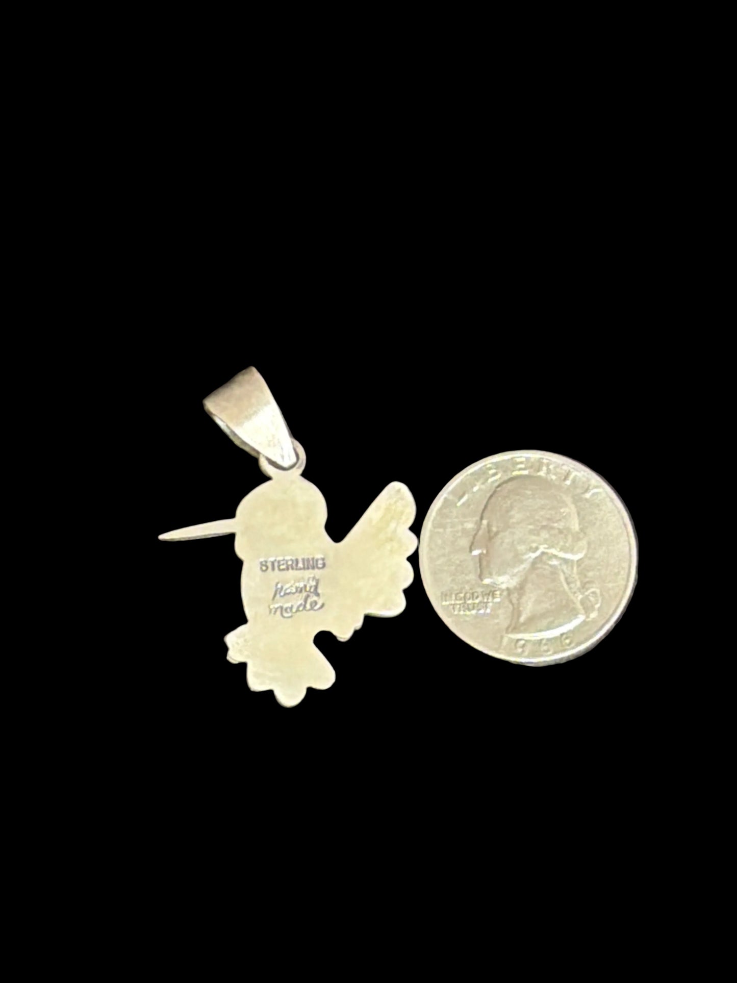 Handcrafted Pink Conch Hummingbird Pendant