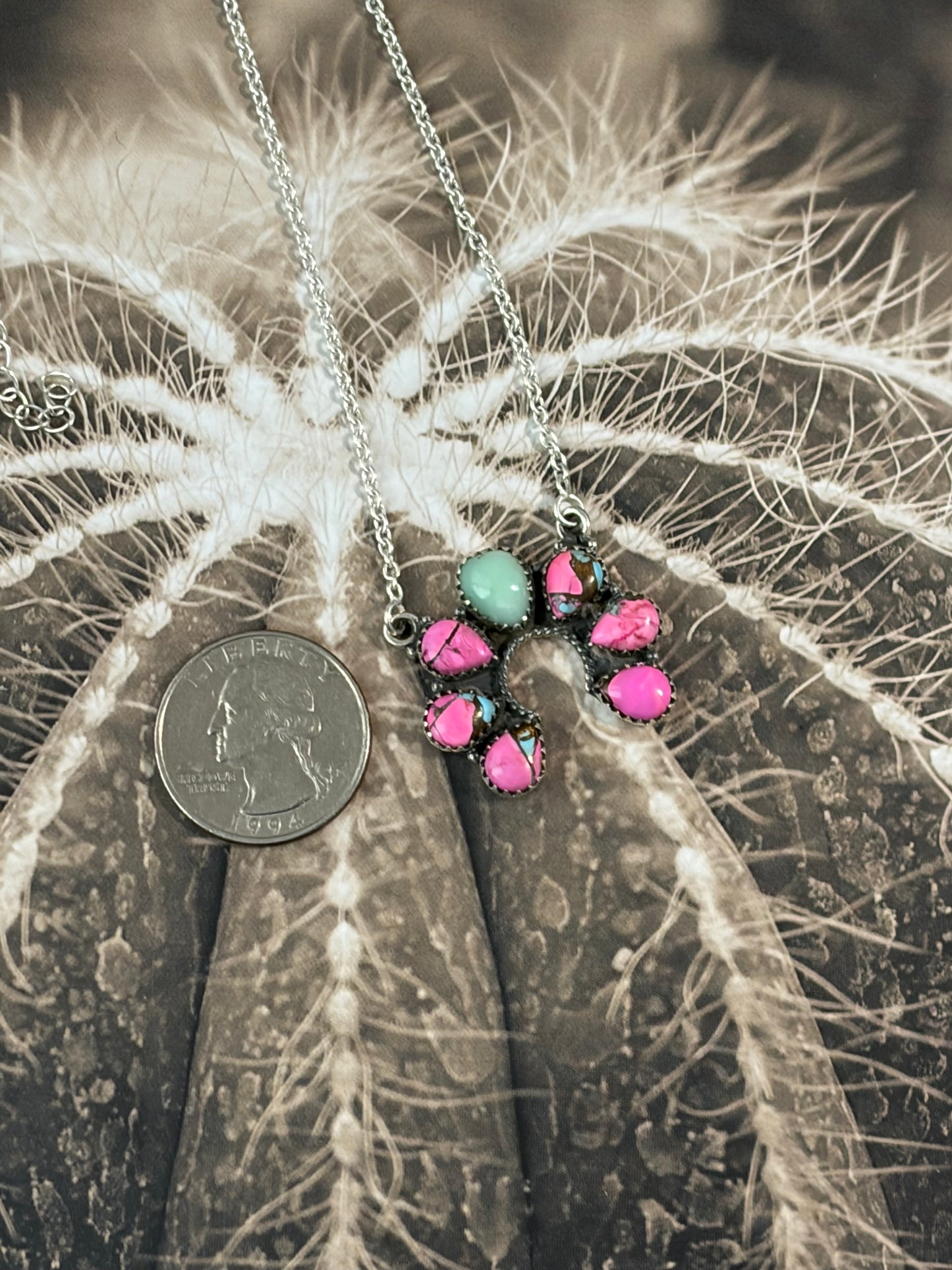 Cotton Candy Dahlia & Paloma Naja Necklace