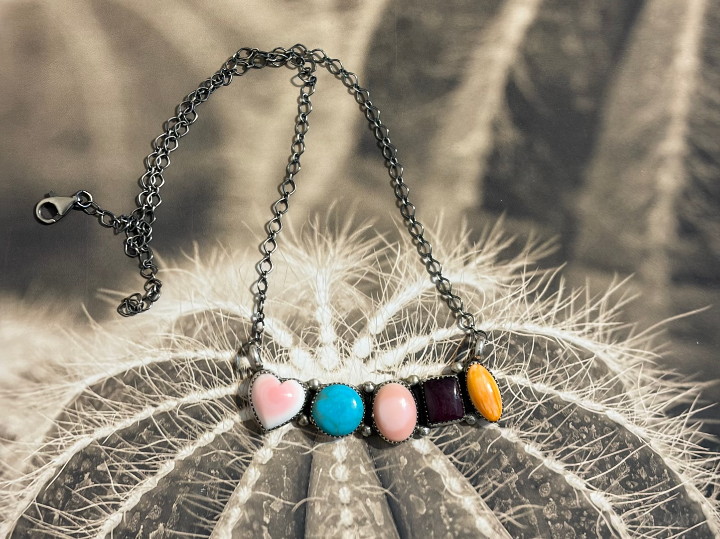 Navajo - Hiram Largo - Multi-Stone Bar Statement Necklace