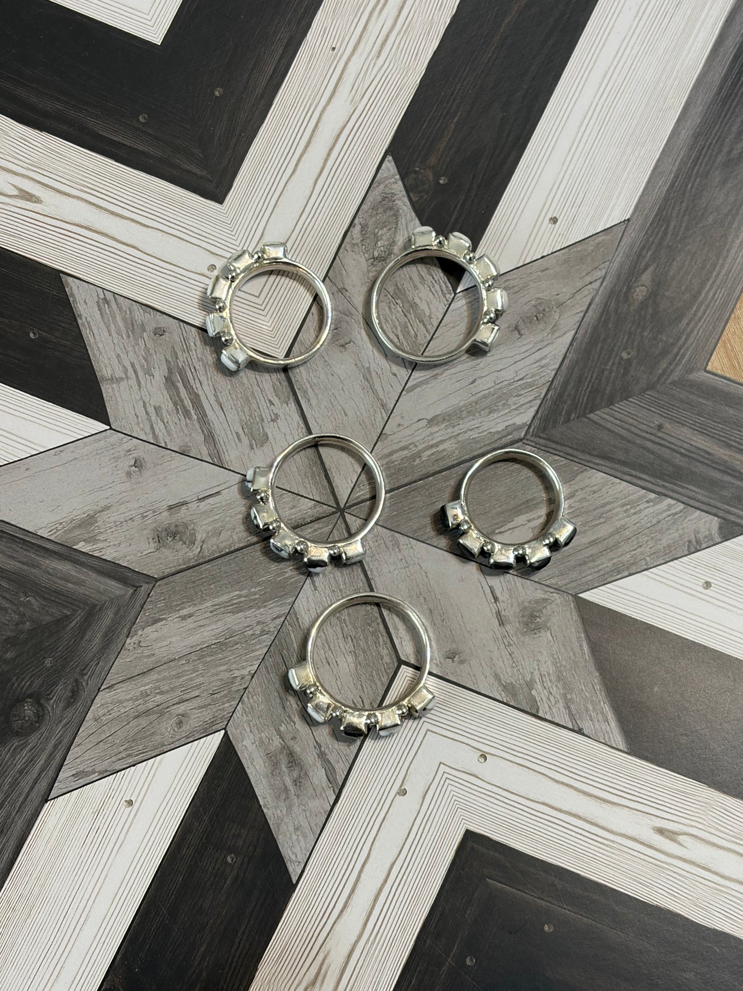 White Buffalo 5-Stone Band Rings