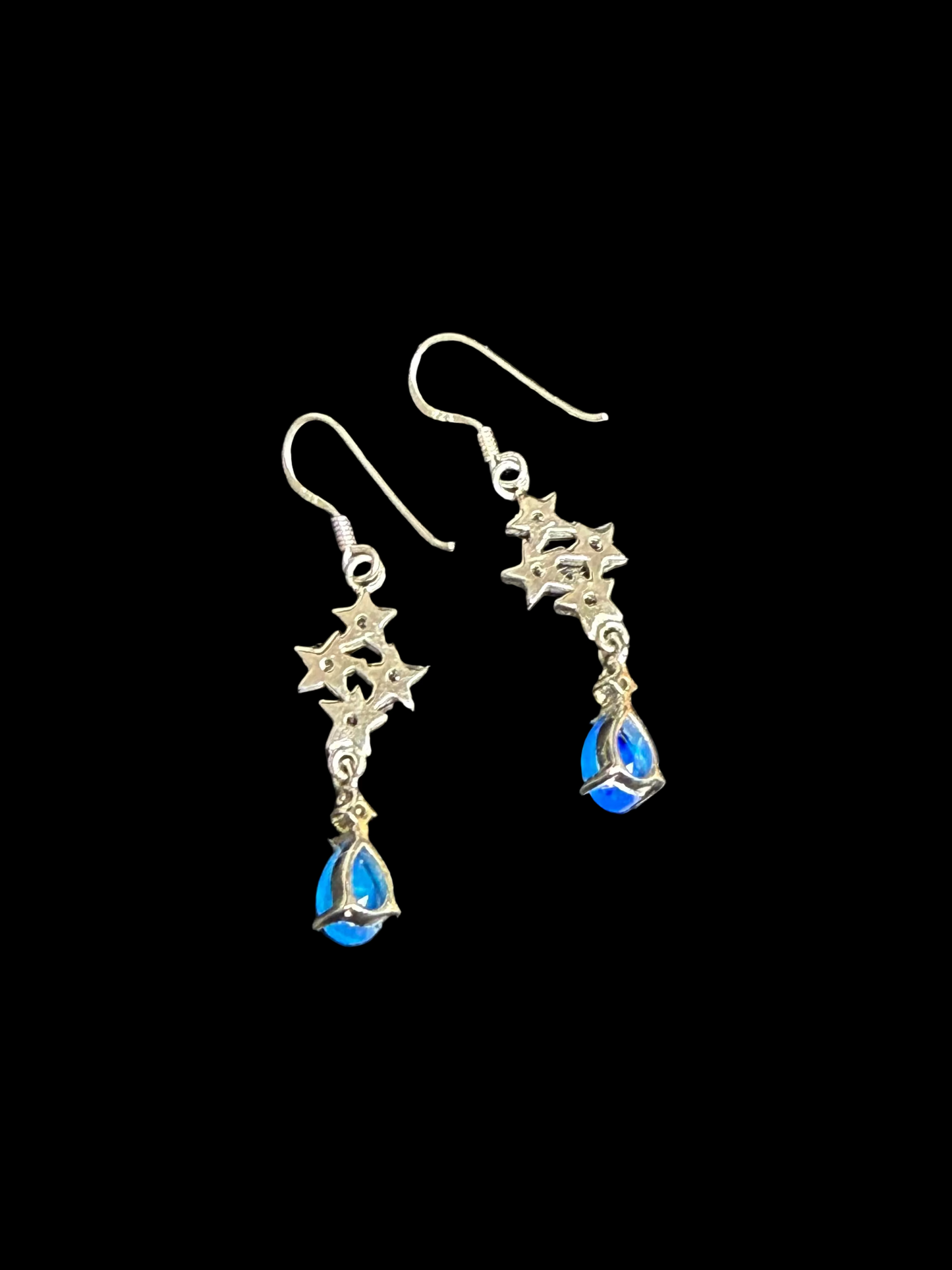 Blue Opal & White Topaz Star Earrings