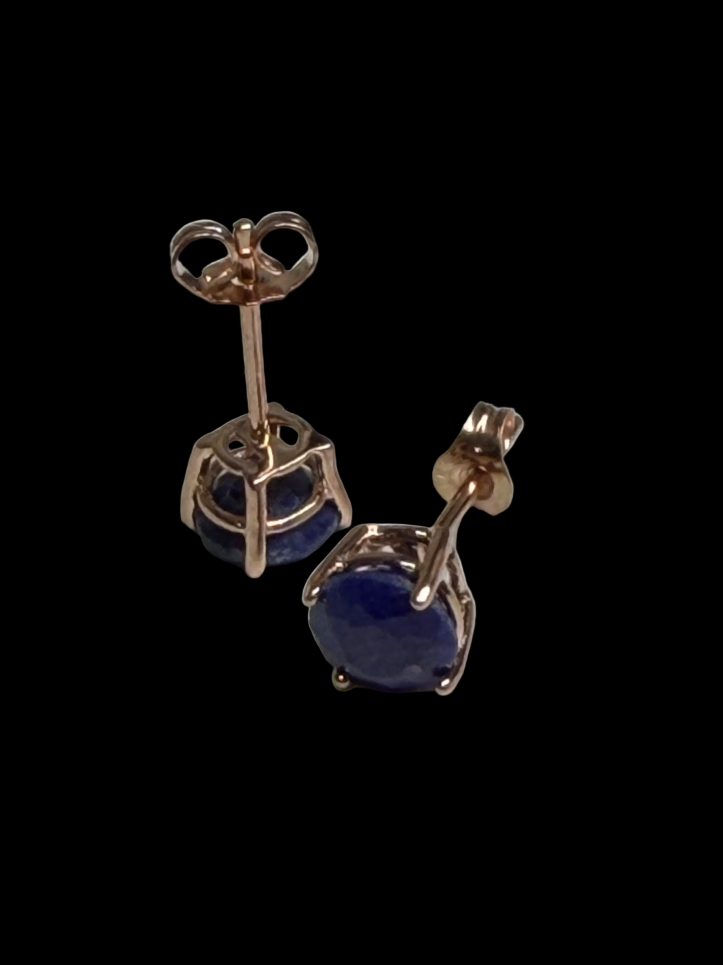 Natural Sapphire Rose Gold Over Sterling Silver Earrings