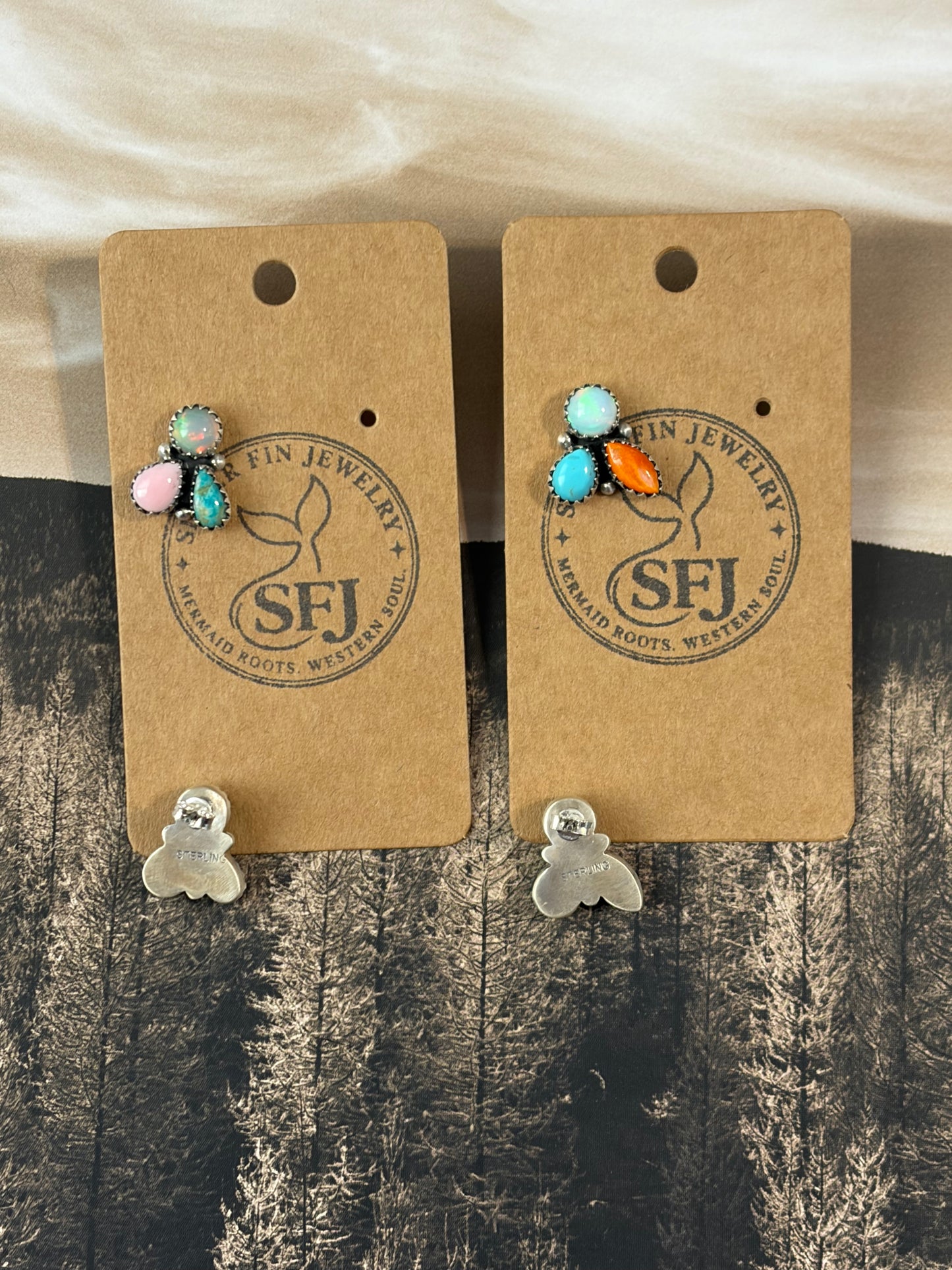 Handcrafted Multi-Stone & Opal Earrings
