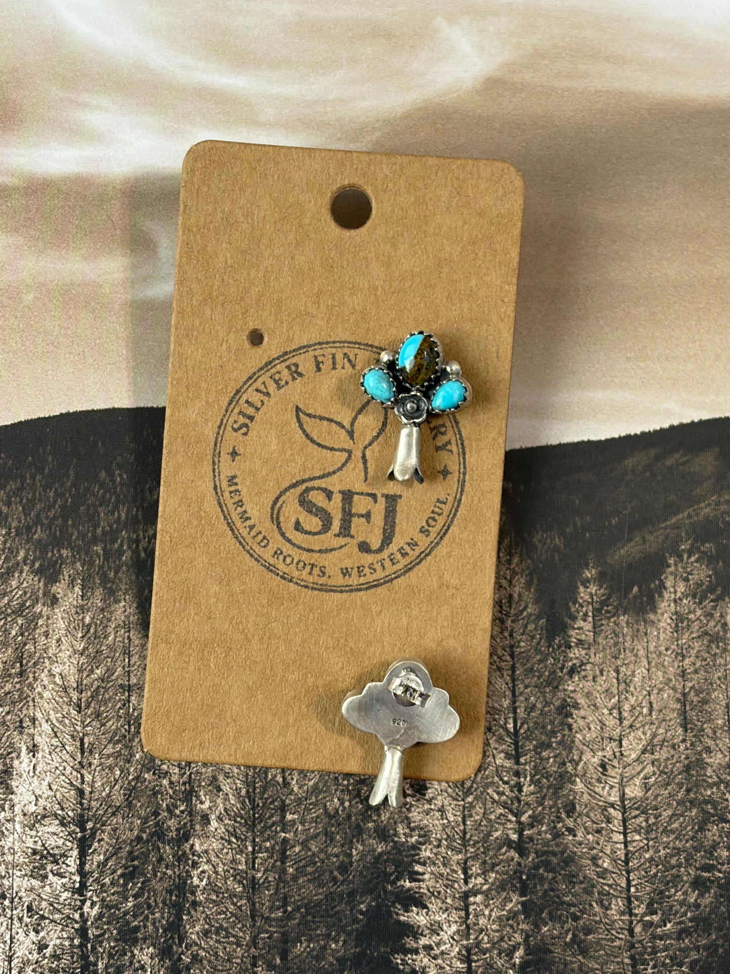 Handcrafted Kingman Turquoise Blossom Earrings
