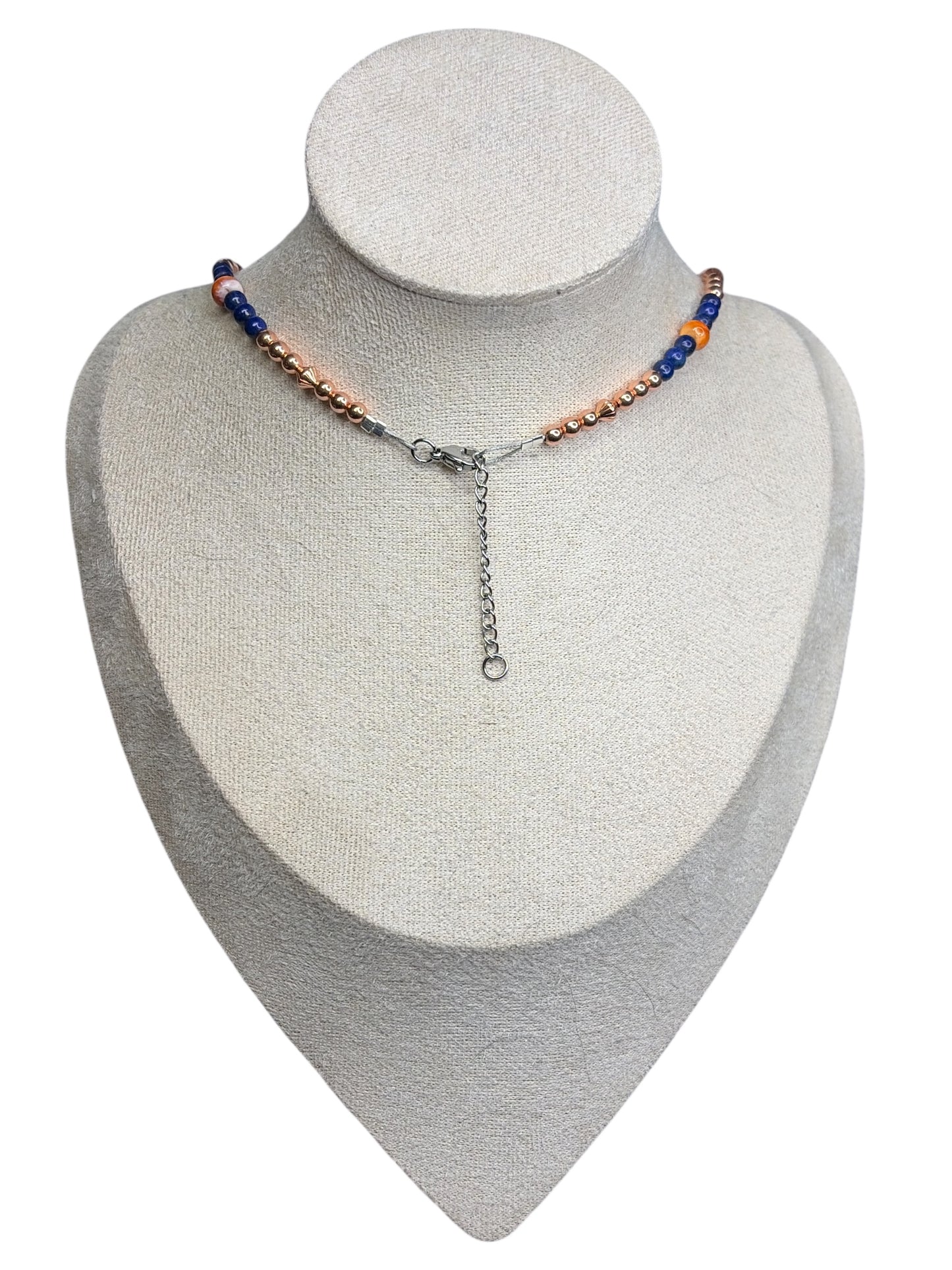 Orange Spiny, Lapis & Copper Statement Necklace