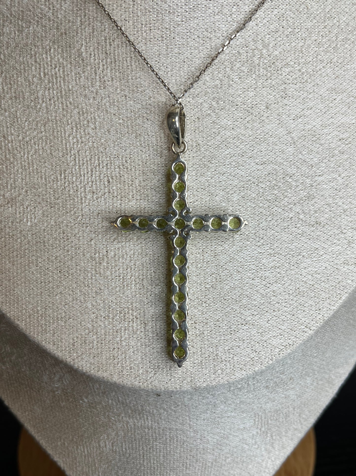 Genuine Peridot Cross Pendant