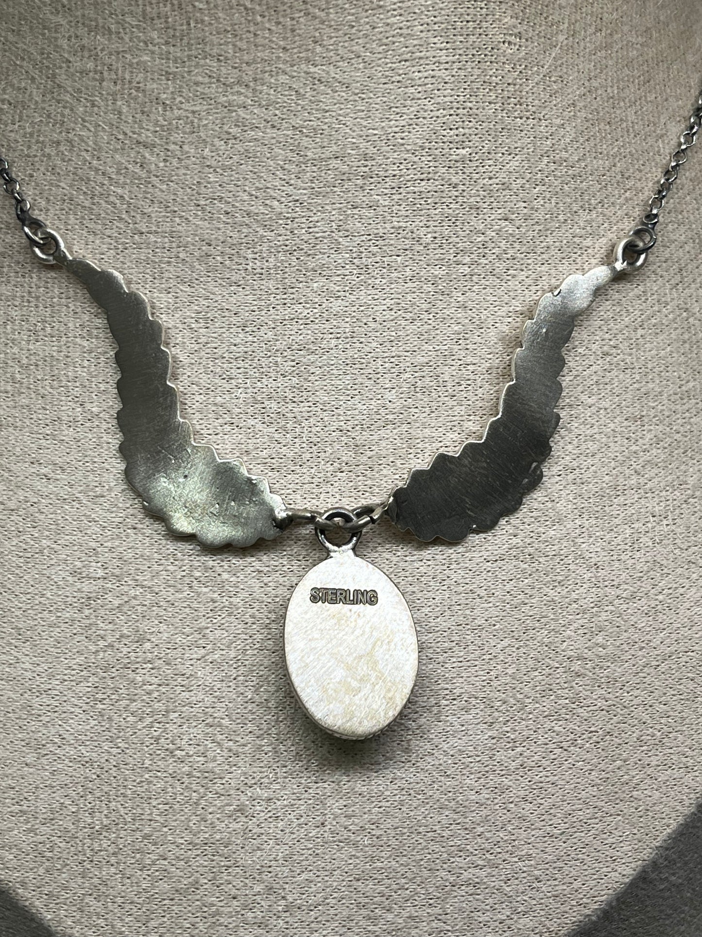 Turquoise & Feathers Y-Drop Sterling Silver Necklace