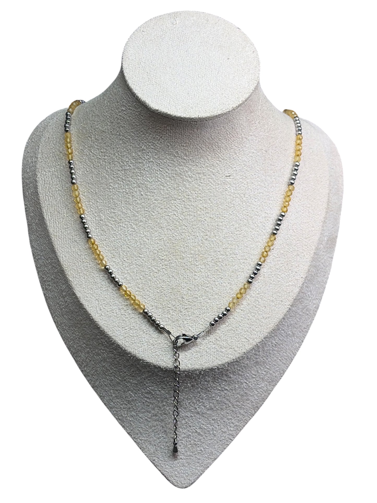 Faceted Citrine & Stainless Pearl Necklace