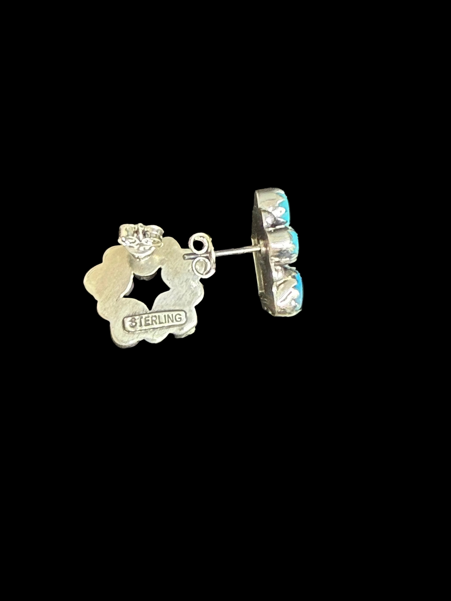 Handcrafted Kingman Turquoise Cluster Earrings