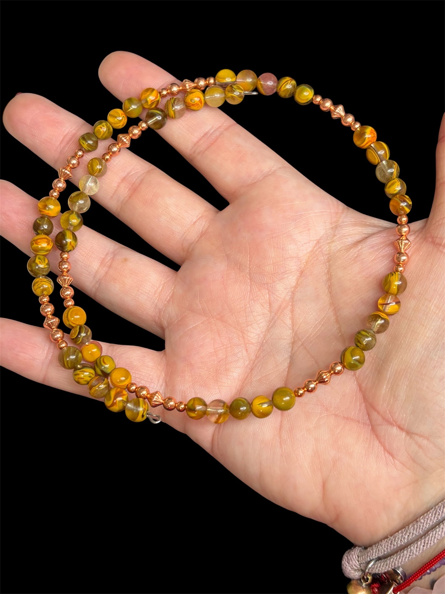 Cherry Fire Agate & Copper Wire Necklace
