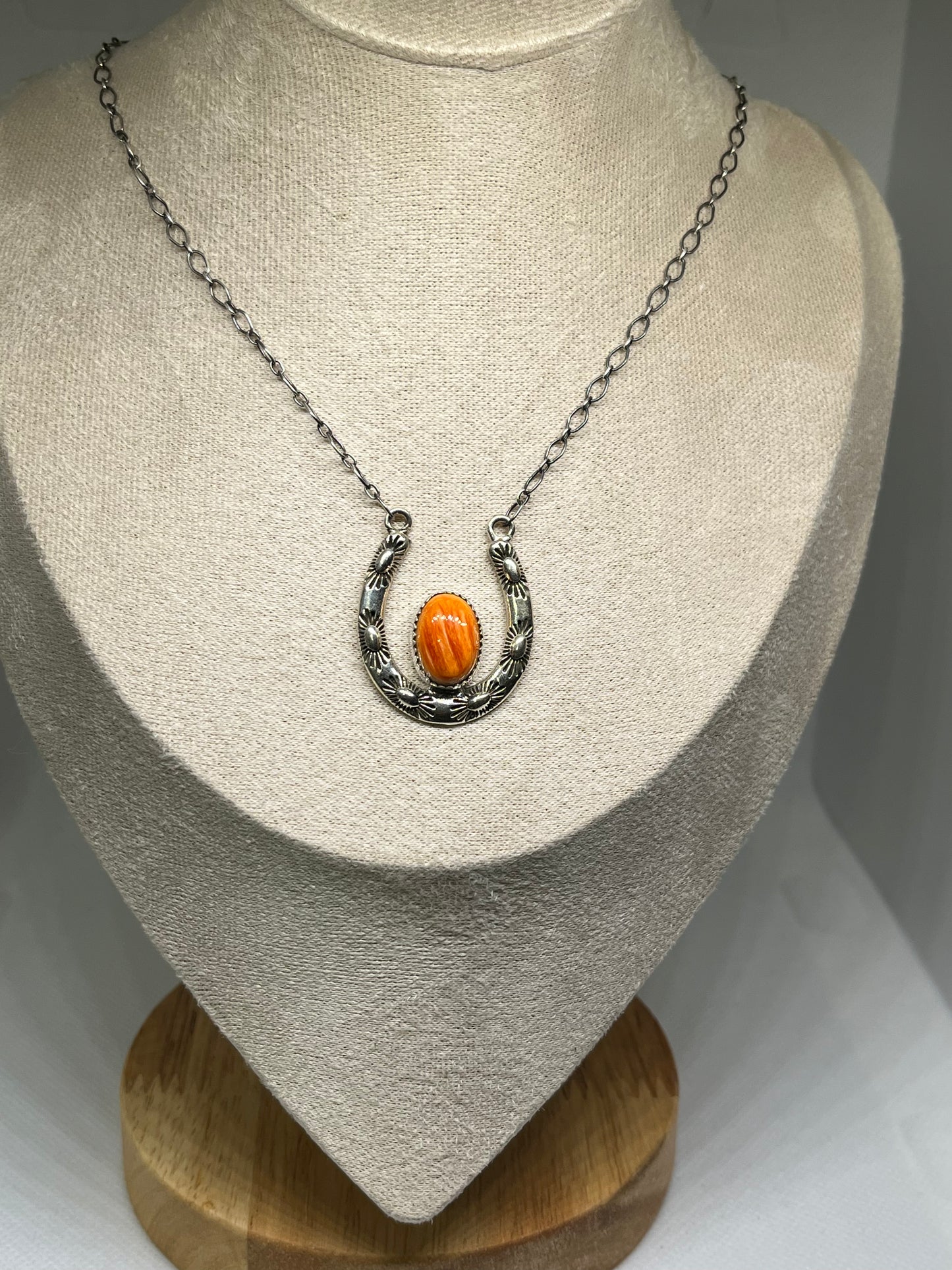 Southwestern Sterling Silver Necklaces - Pink Conch or Orange Spiny