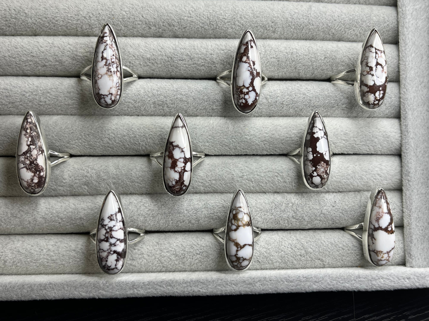 Wild Horse Jasper Teardrop Sterling Silver Rings
