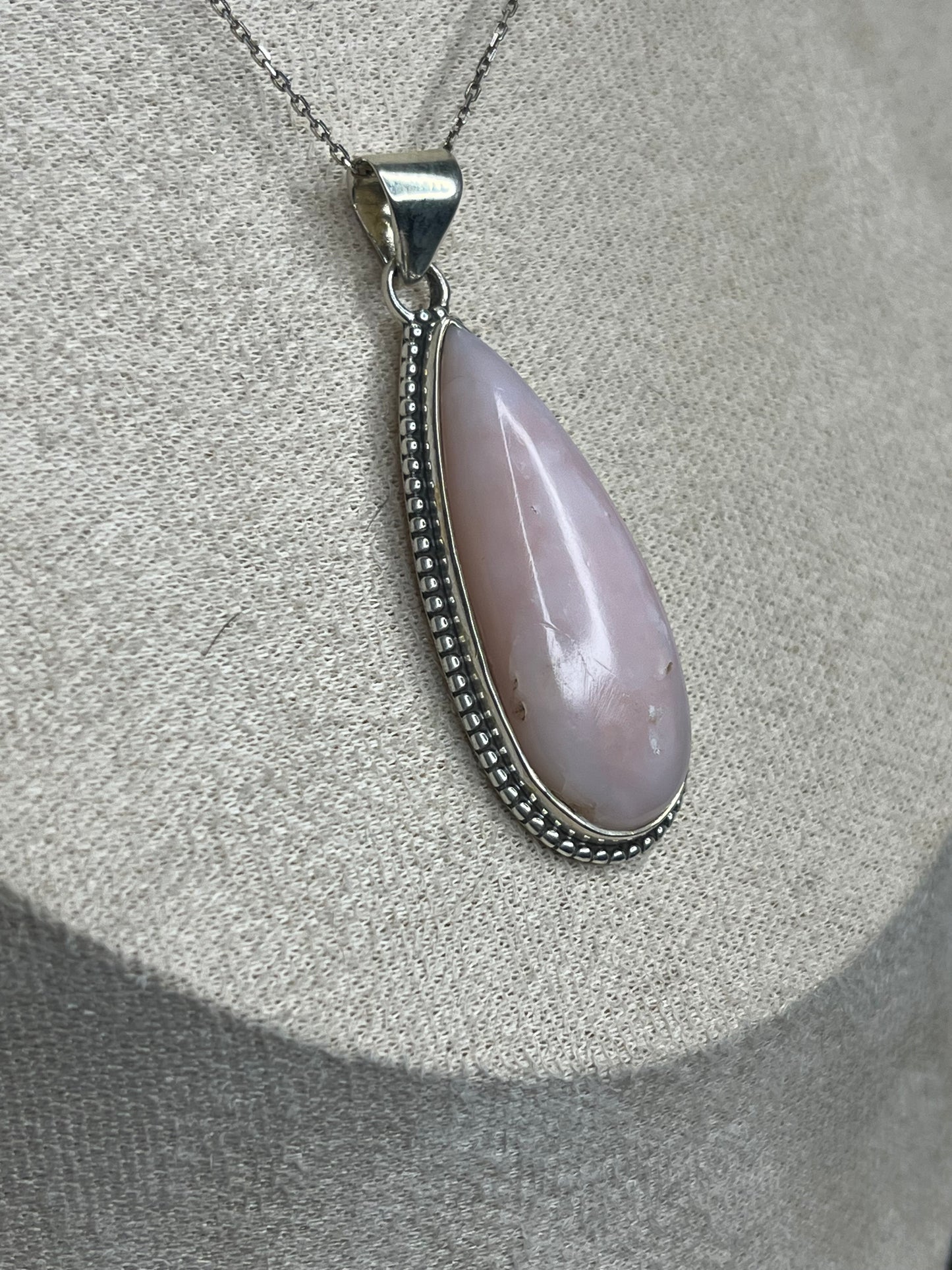 Pink Opal Sterling Silver Pendant