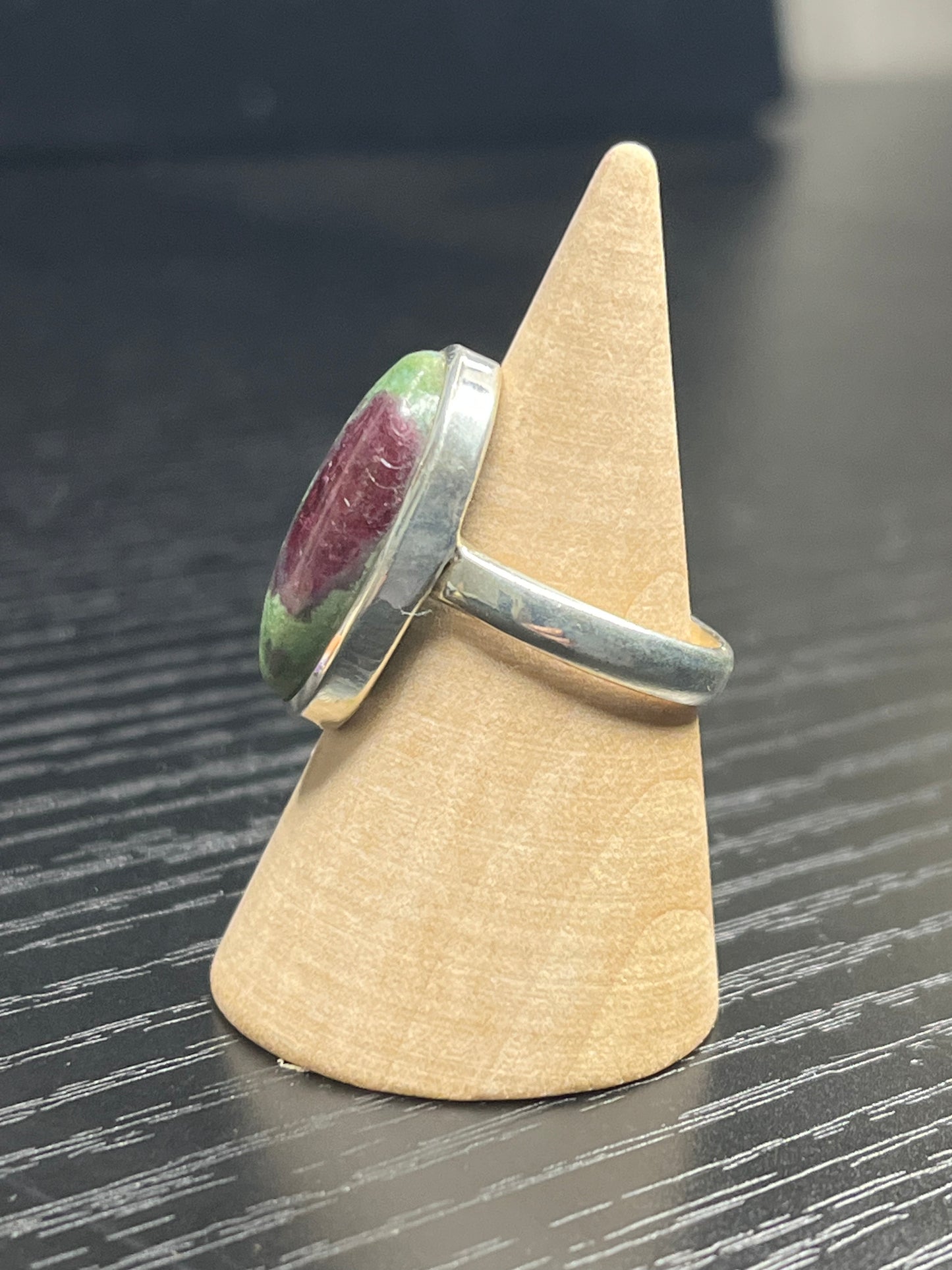 Ruby Zoisite Sterling Silver Ring - size 8
