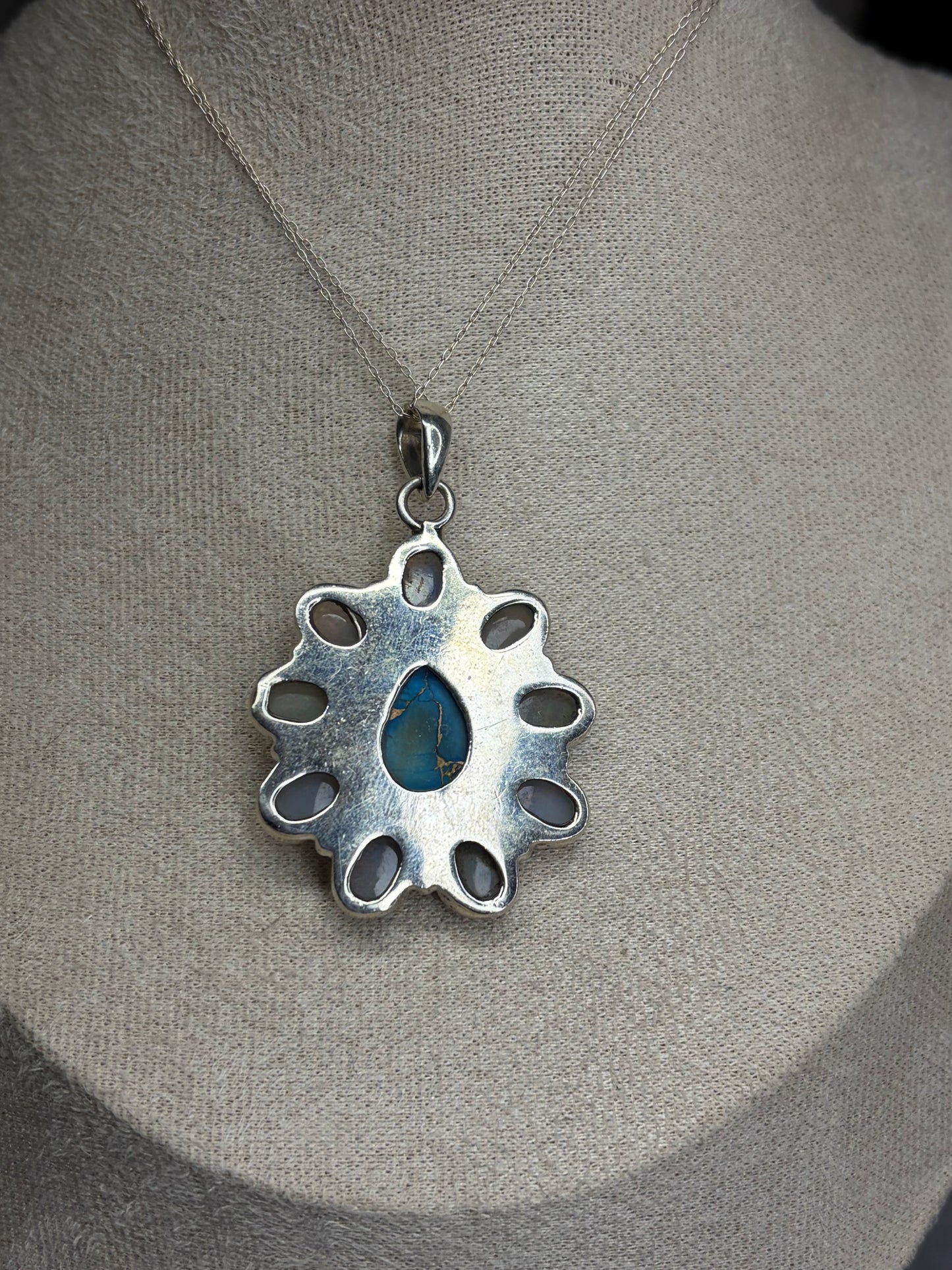 Ethiopian Fire Opal & Copper Turquoise Statement Pendant