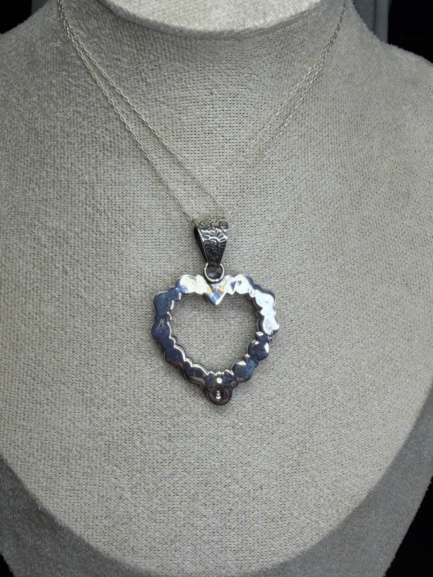 Handcrafted Kingman Turquoise Heart Pendant - Sterling Silver