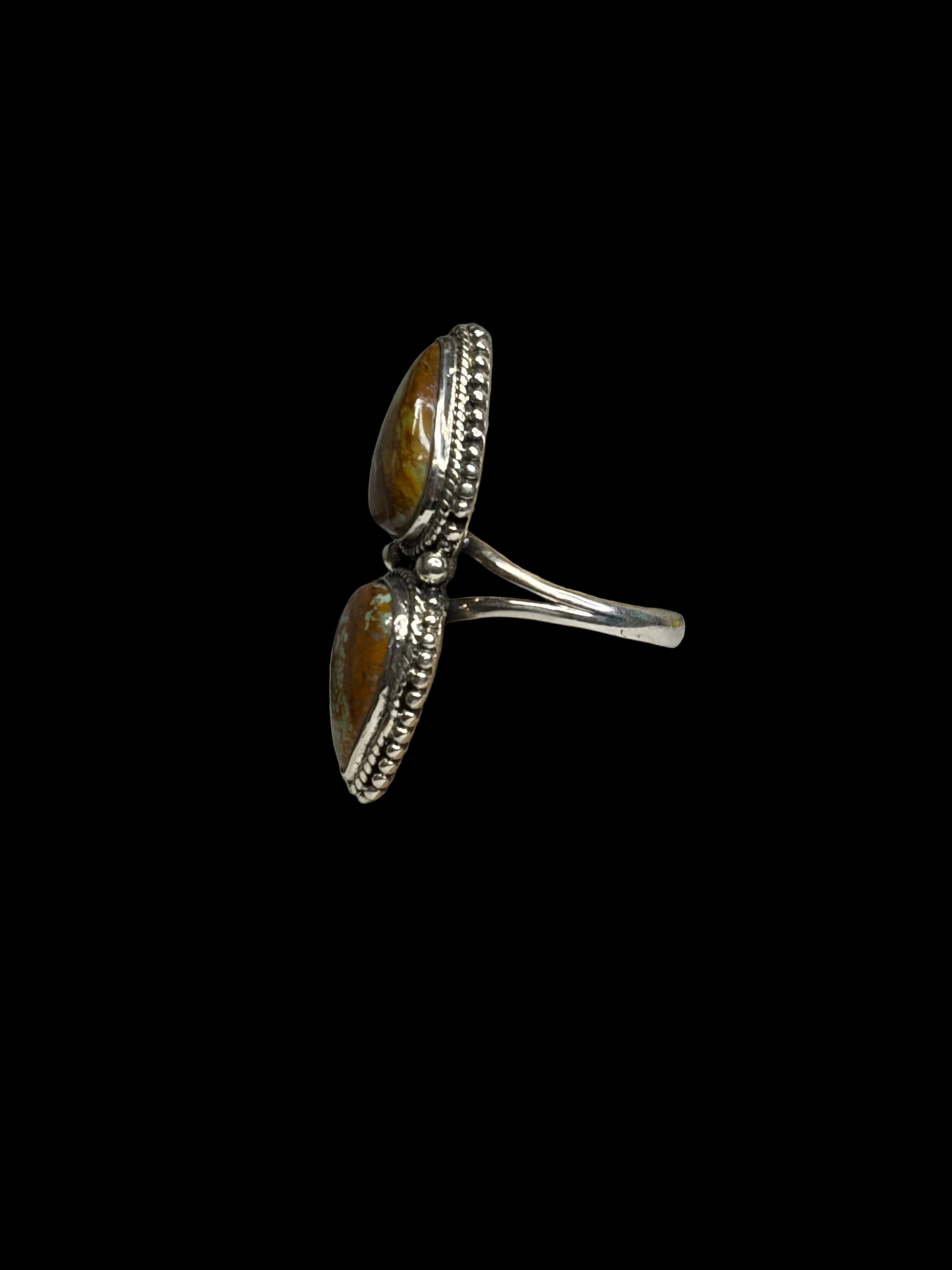 Double Kingman Turquoise Statement Ring - size 11