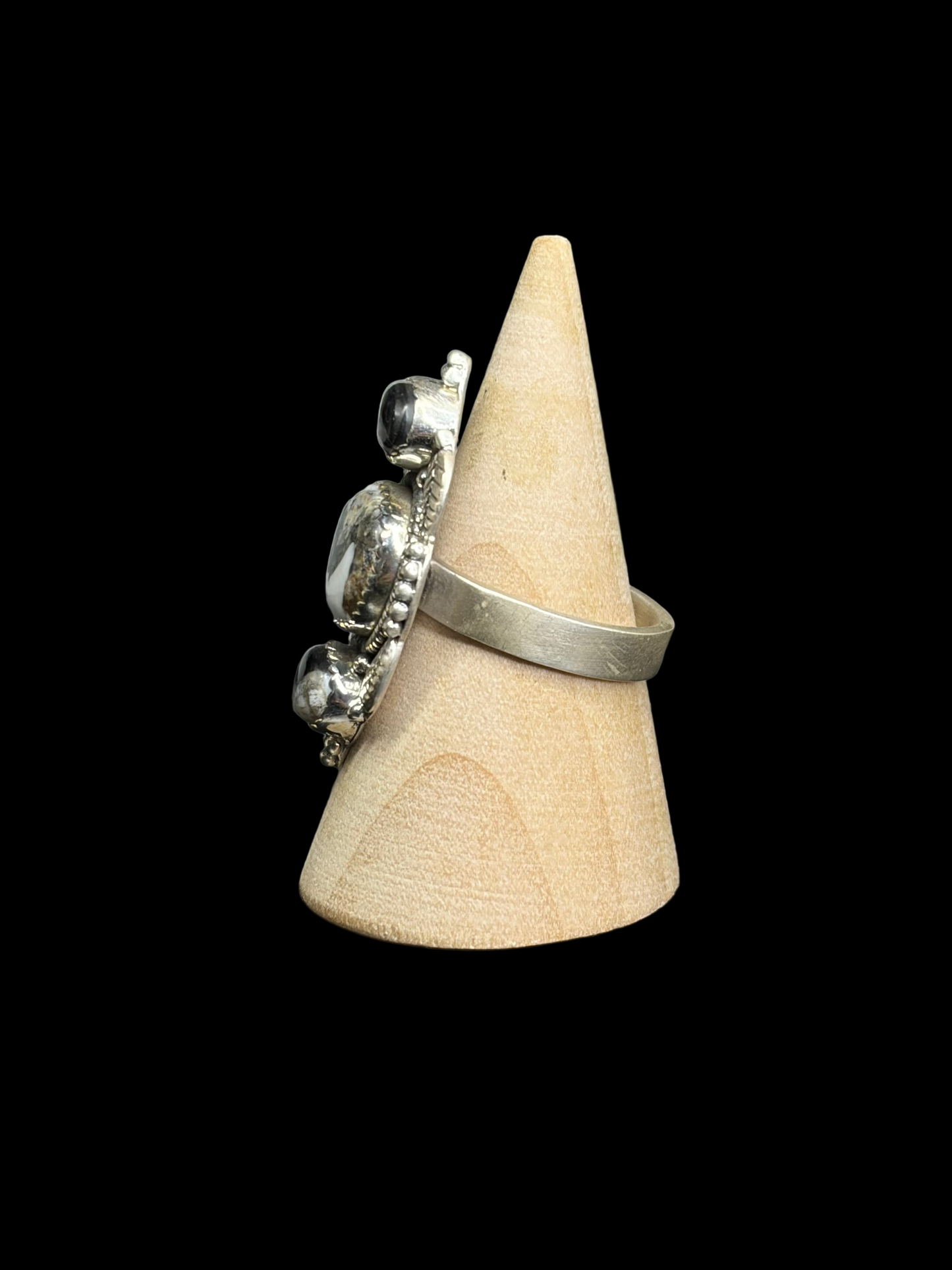 White Buffalo Sterling Silver Ring - Adjustable