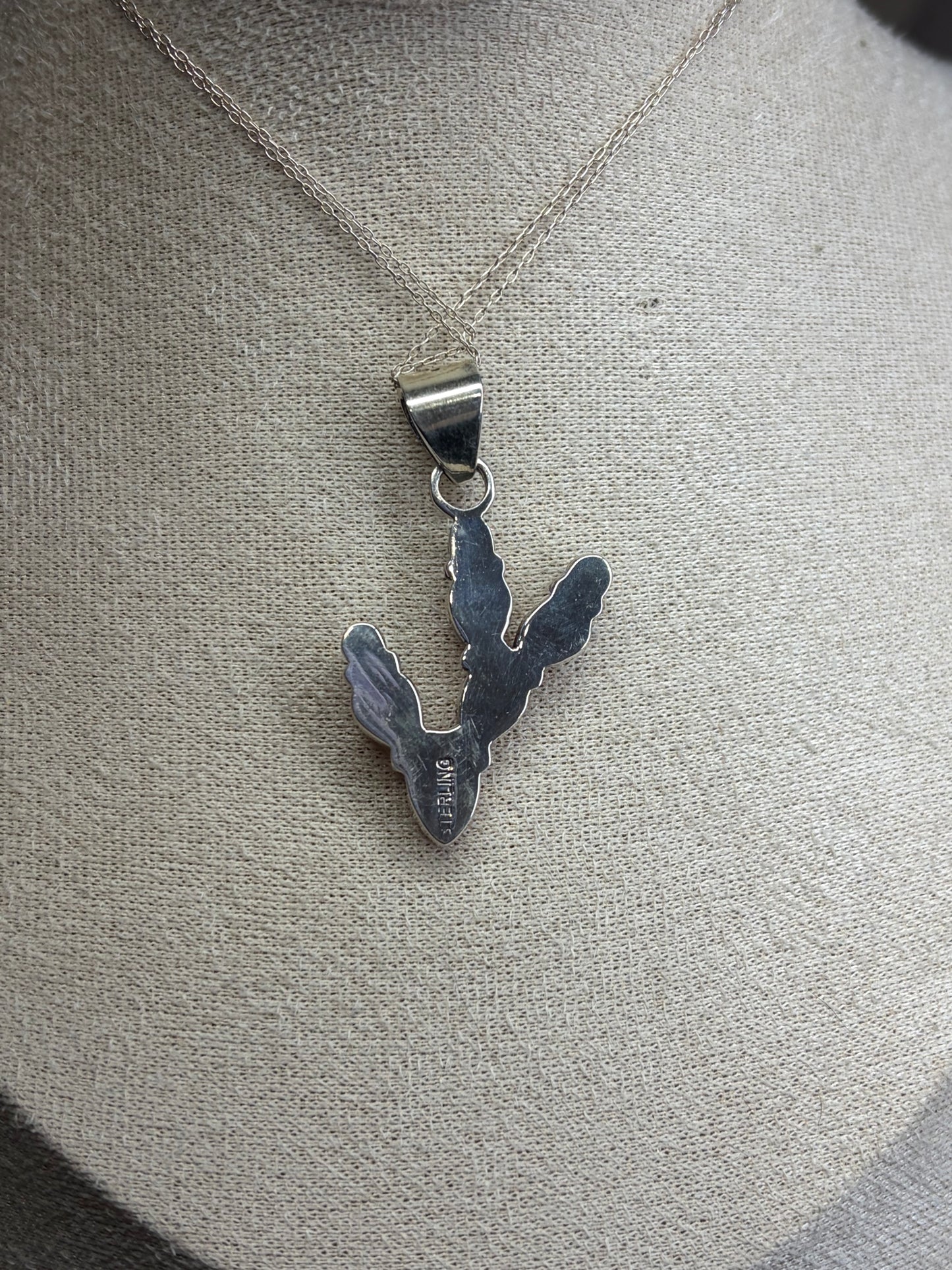 Pink Queen Conch & Kingman Turquoise Cactus Pendant