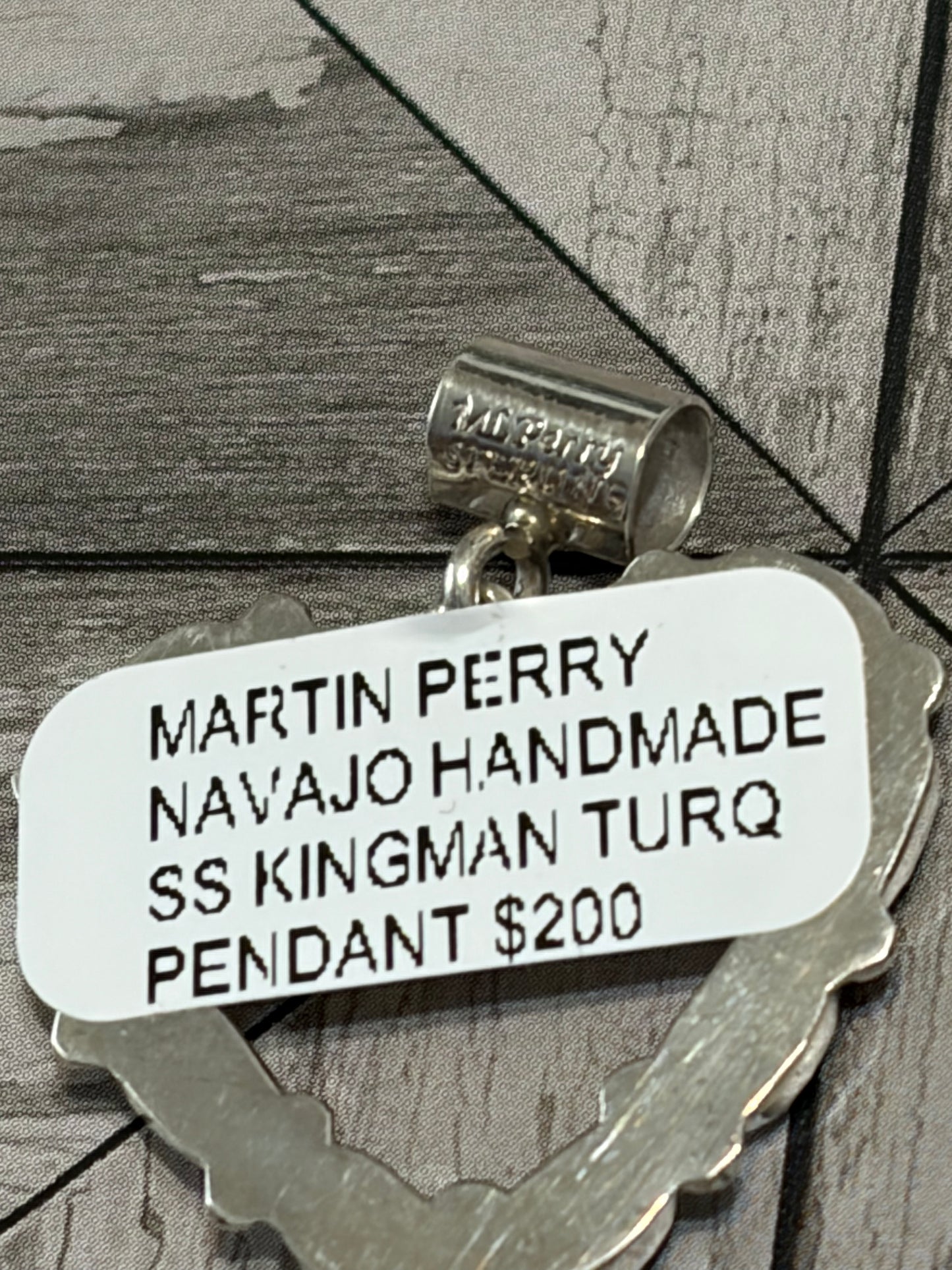 Navajo - Martin Perry - Kingman Turquoise Heart Pendant