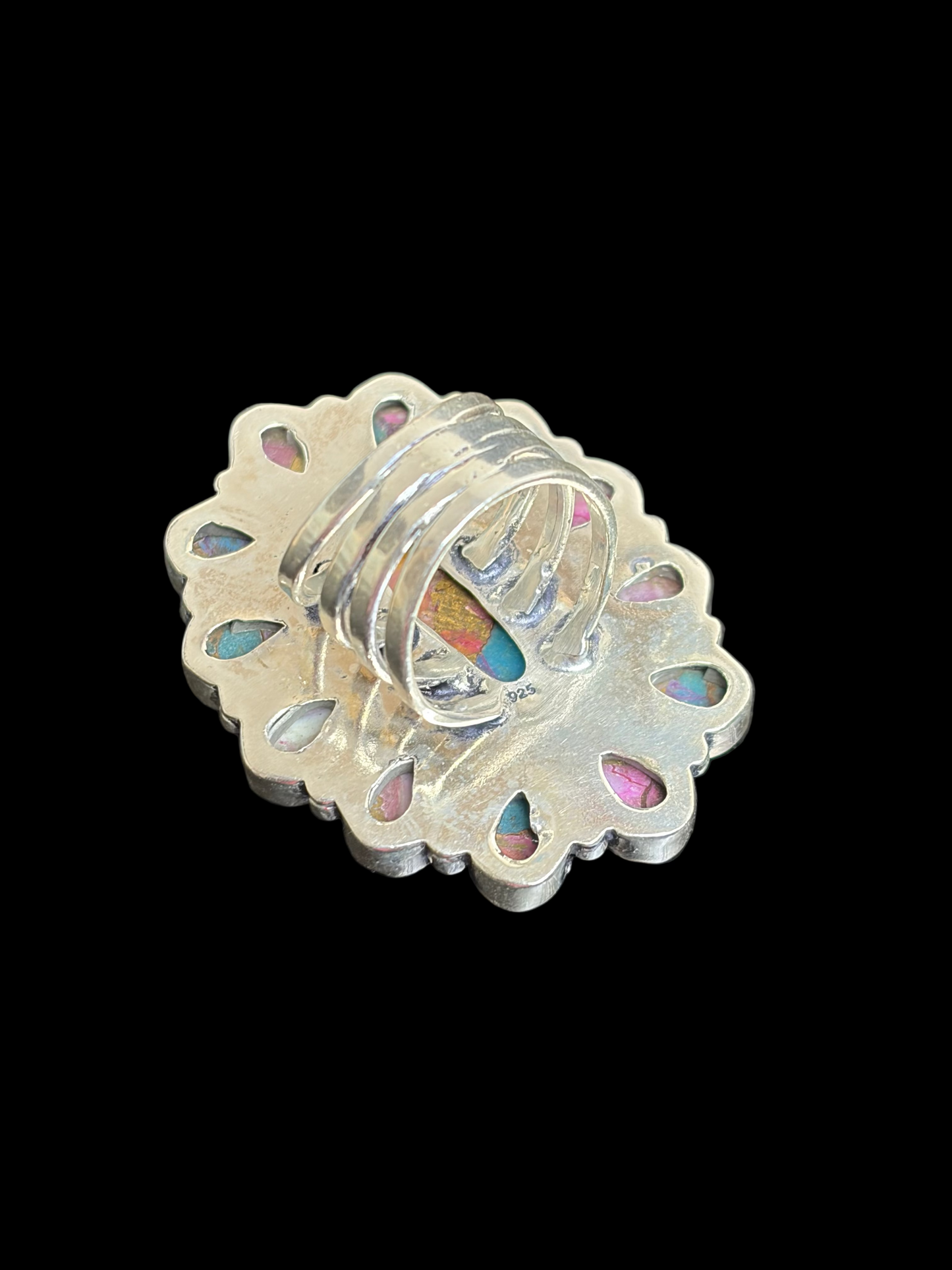 Pink Dahlia Cluster Ring - size 7